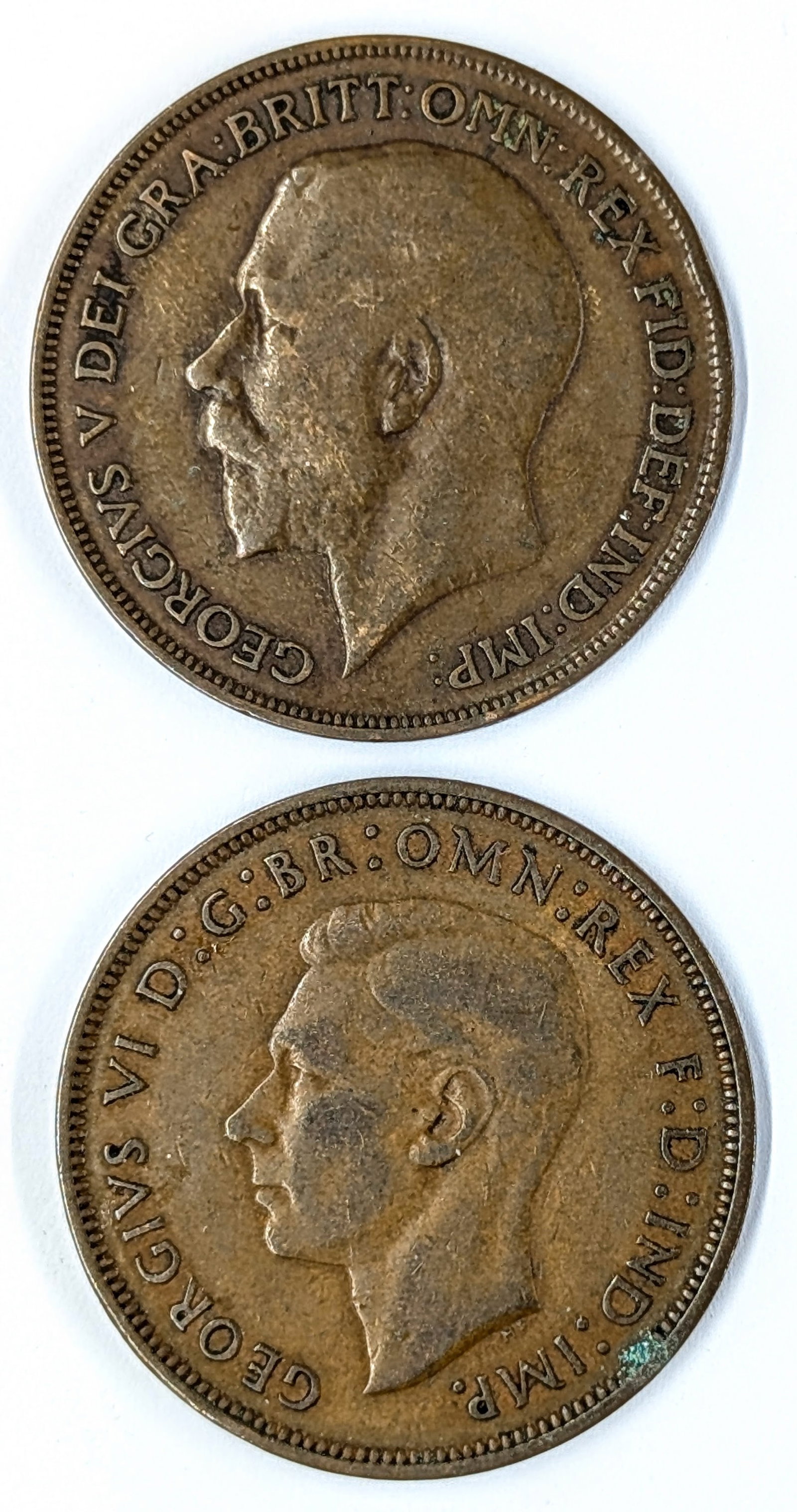 Lot of 2 Great Britain One Pennies- 1920, 1938 - 2