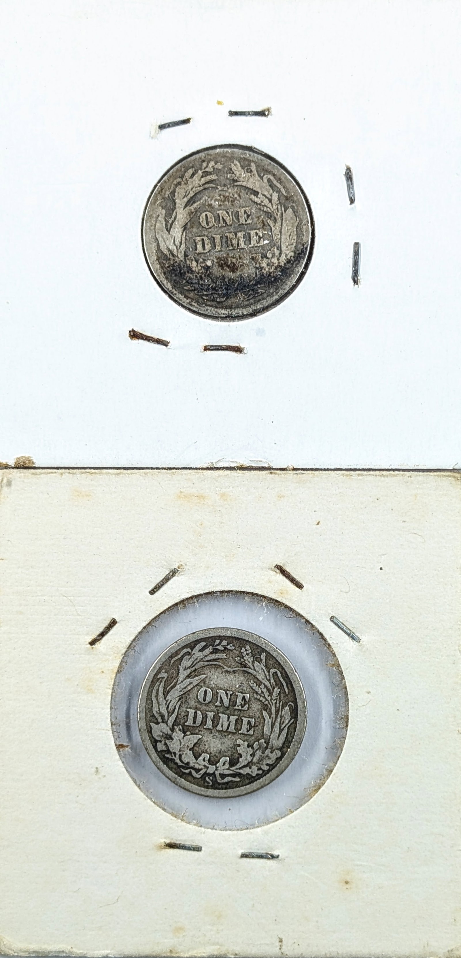 Lot of 2 Silver Barber Dimes- 1900, 1908-S - 2