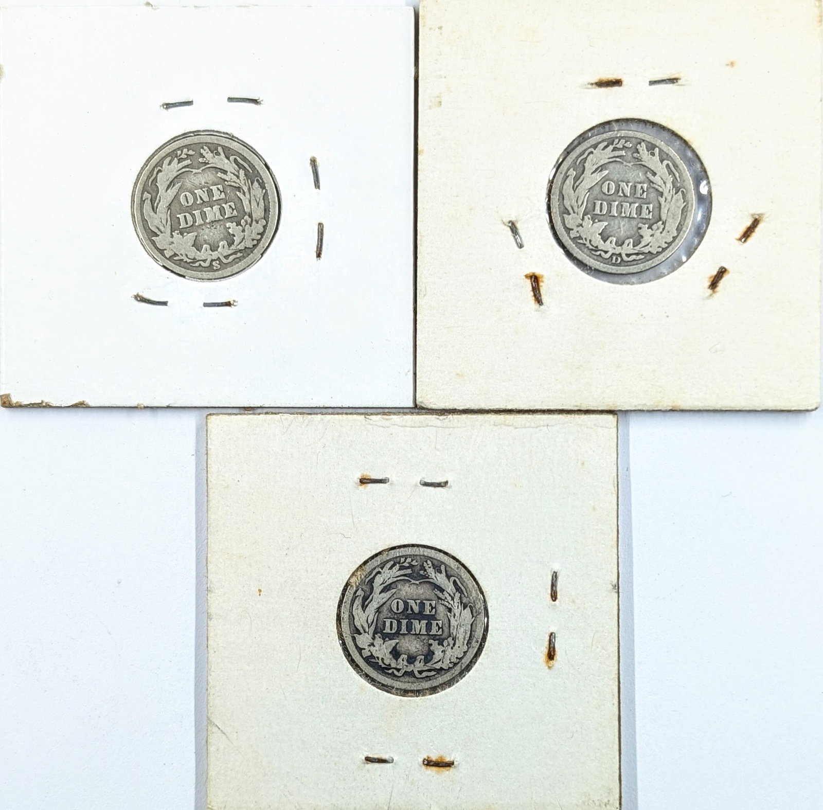 Lot of 3 Silver Barber Dimes- 1900, 1911-D, 1912 - 2
