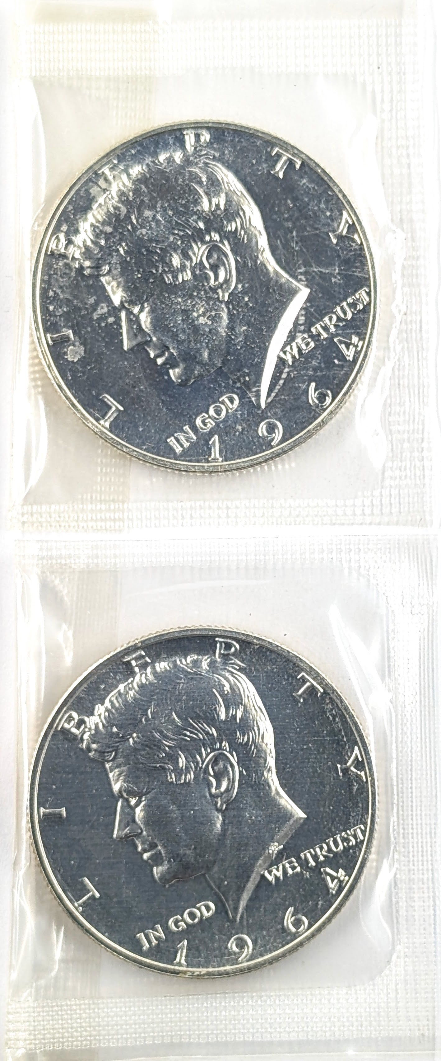 Lot of 2 Silver John F Kennedy Half Dollars- Both 1964 Uncirculated: Silver