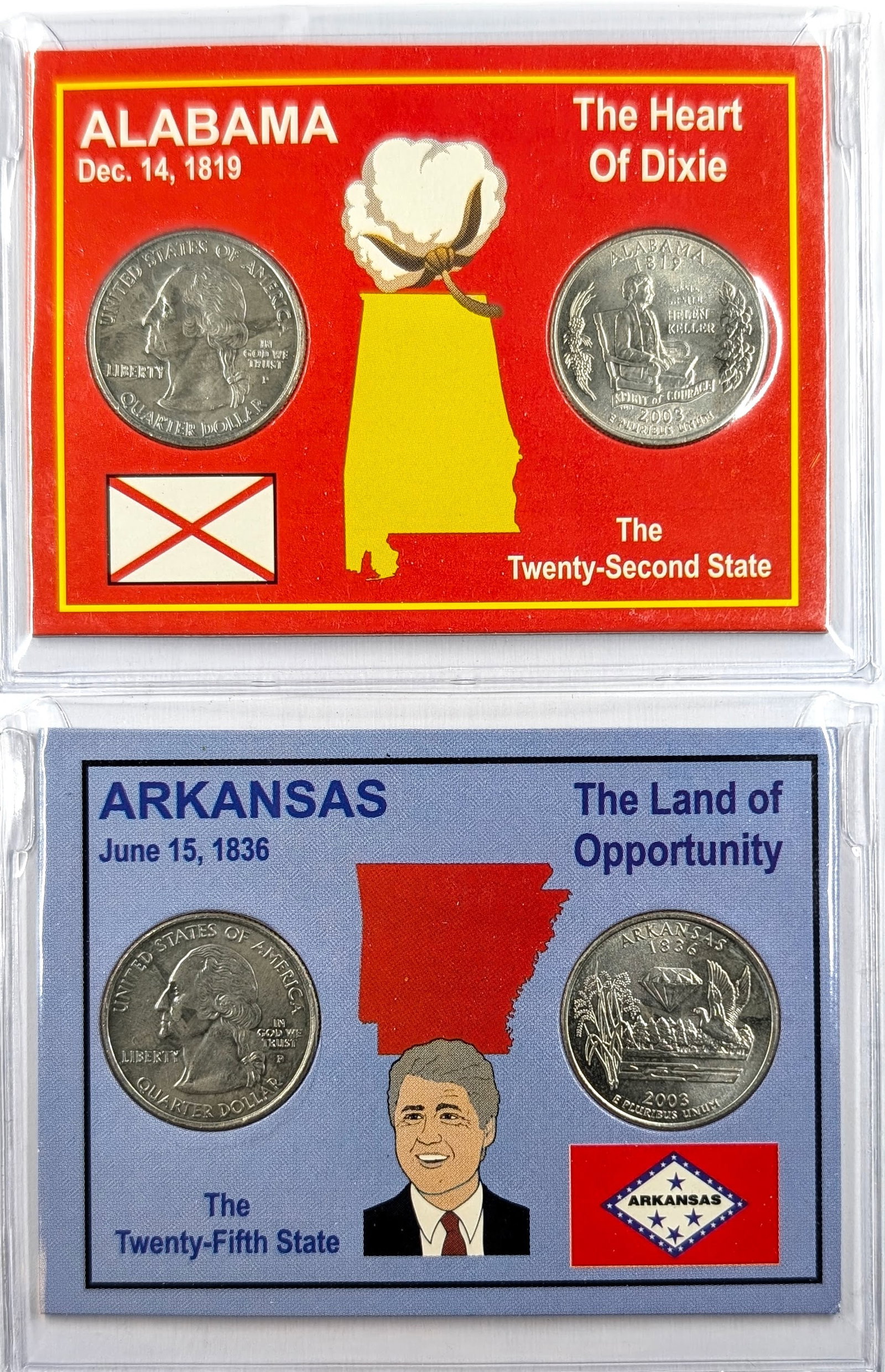 Lot of 2 State Quarters- 2 Coin Sets- 2003 Alabama P/D, 2003 Arkansas P/D (1 of 2)