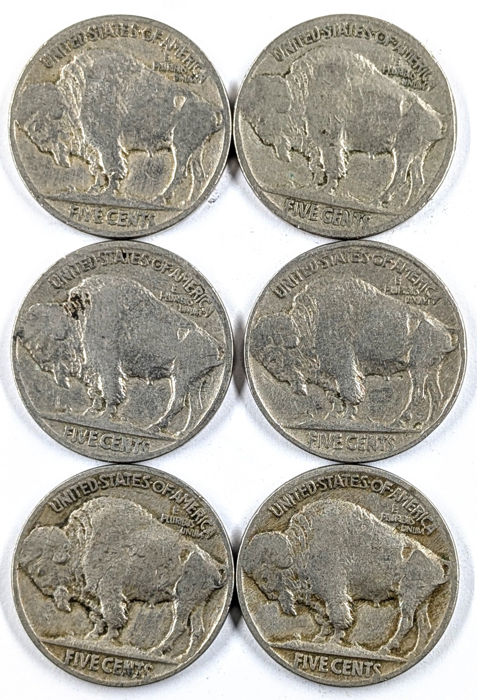 Lot of 6 Buffalo Head Nickels- 1927-1935 - 2