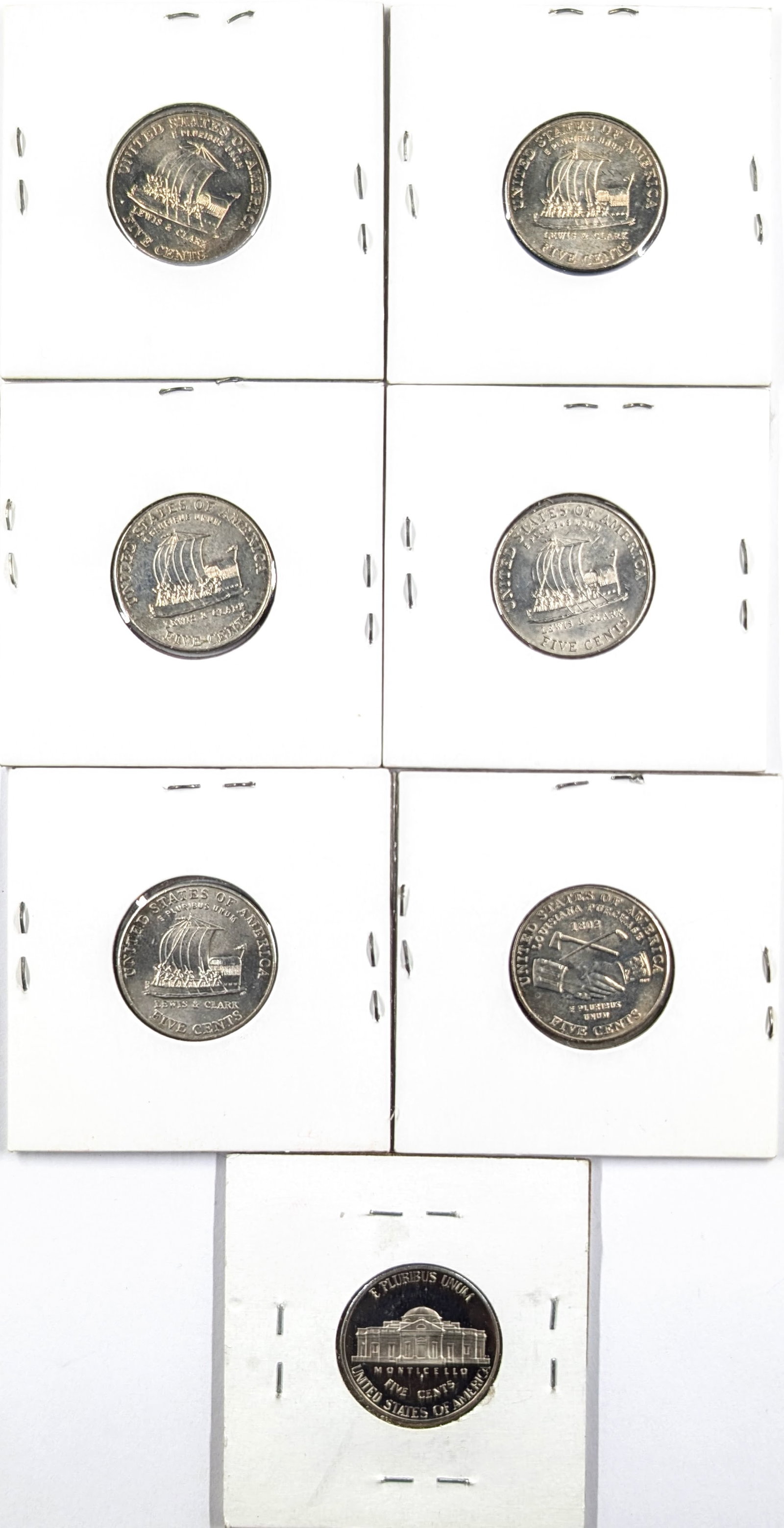 Lot of 7 Uncirculated Jefferson Nickels- 2004-2009 - 2