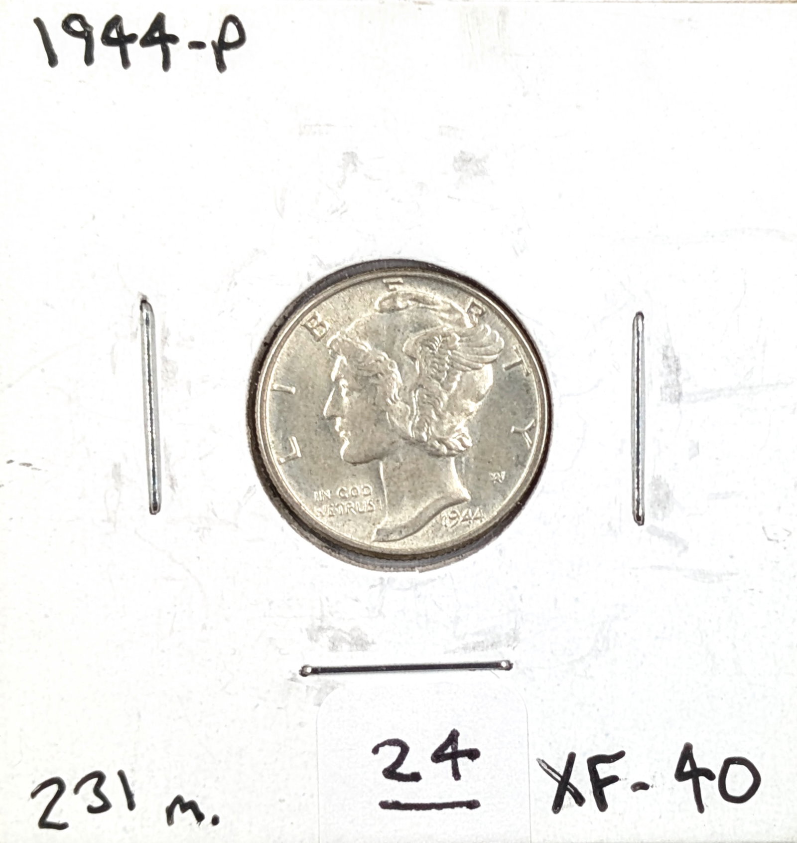 1944 Silver Mercury Dime- Great Condition: Silver