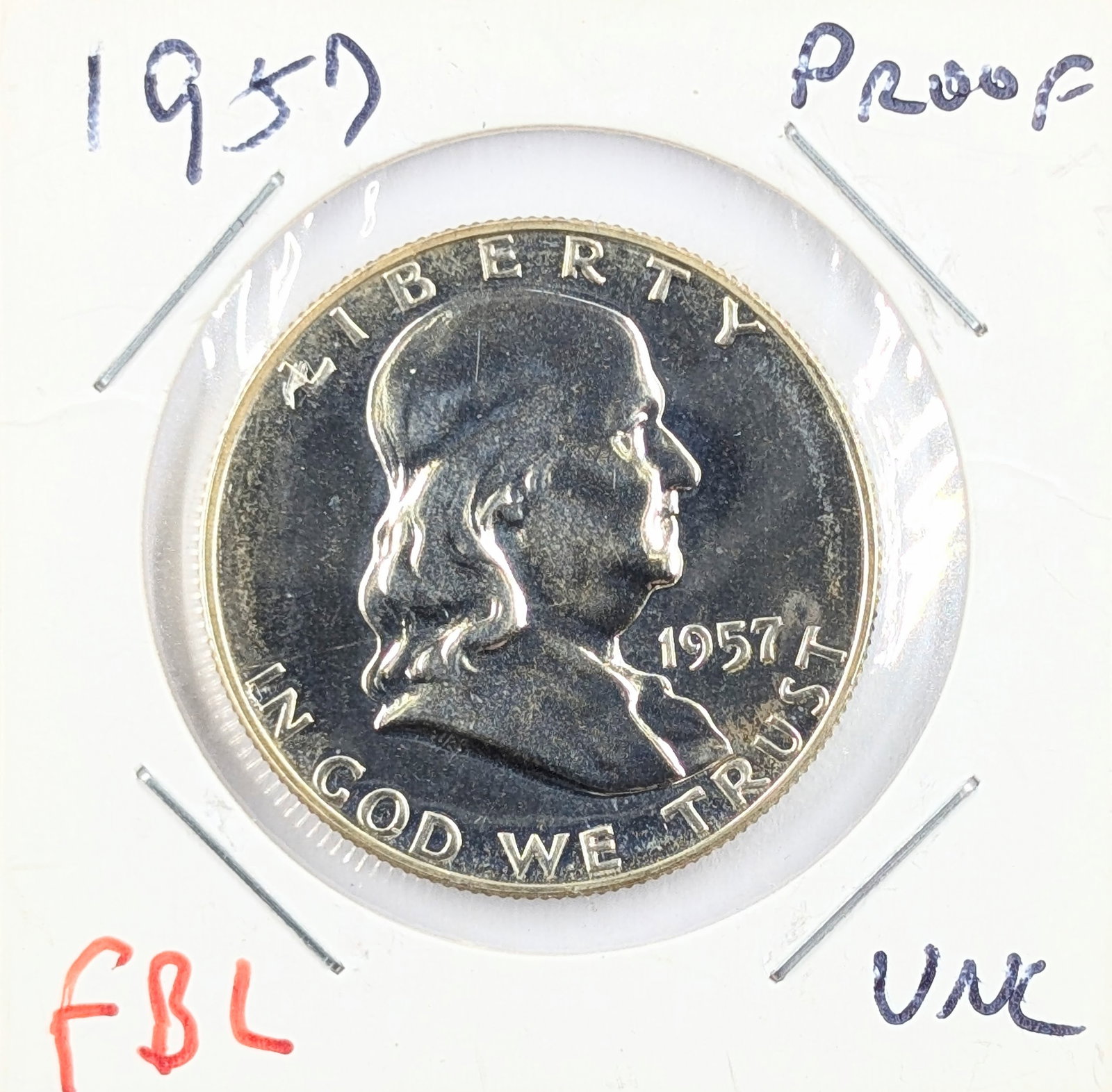 FEATURE 1957 Silver Franklin Half Dollar - Proof, FBL: FEATURE