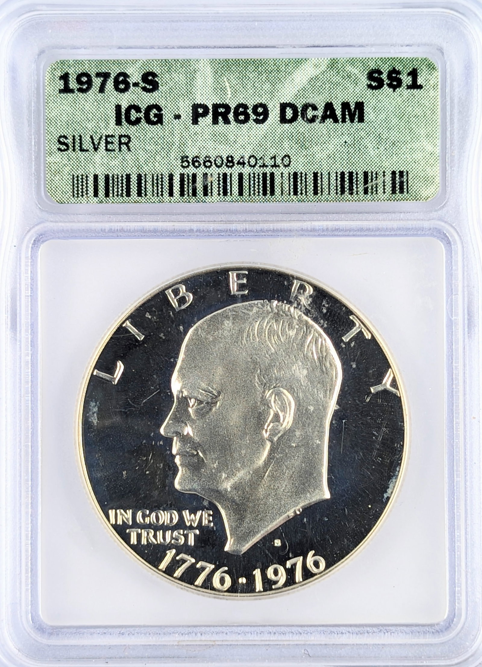 ICG 1976-S PR69 DCAM Silver Eisenhower " Ike" Dollar: Silver