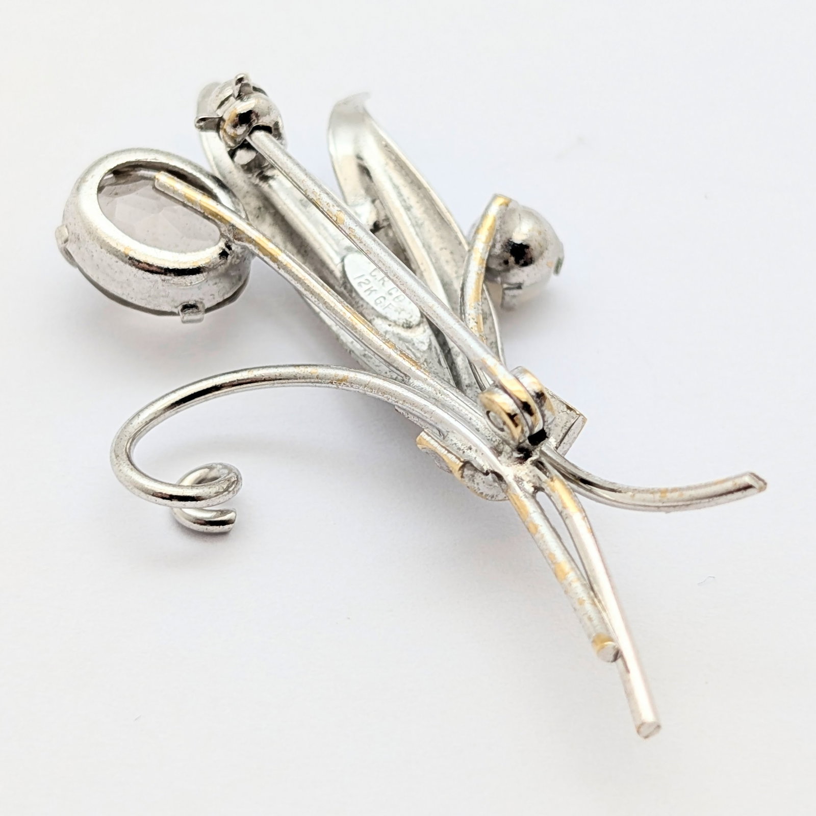 Vintage 12K White Gold filled CR Co. Ladies Brooch - 3