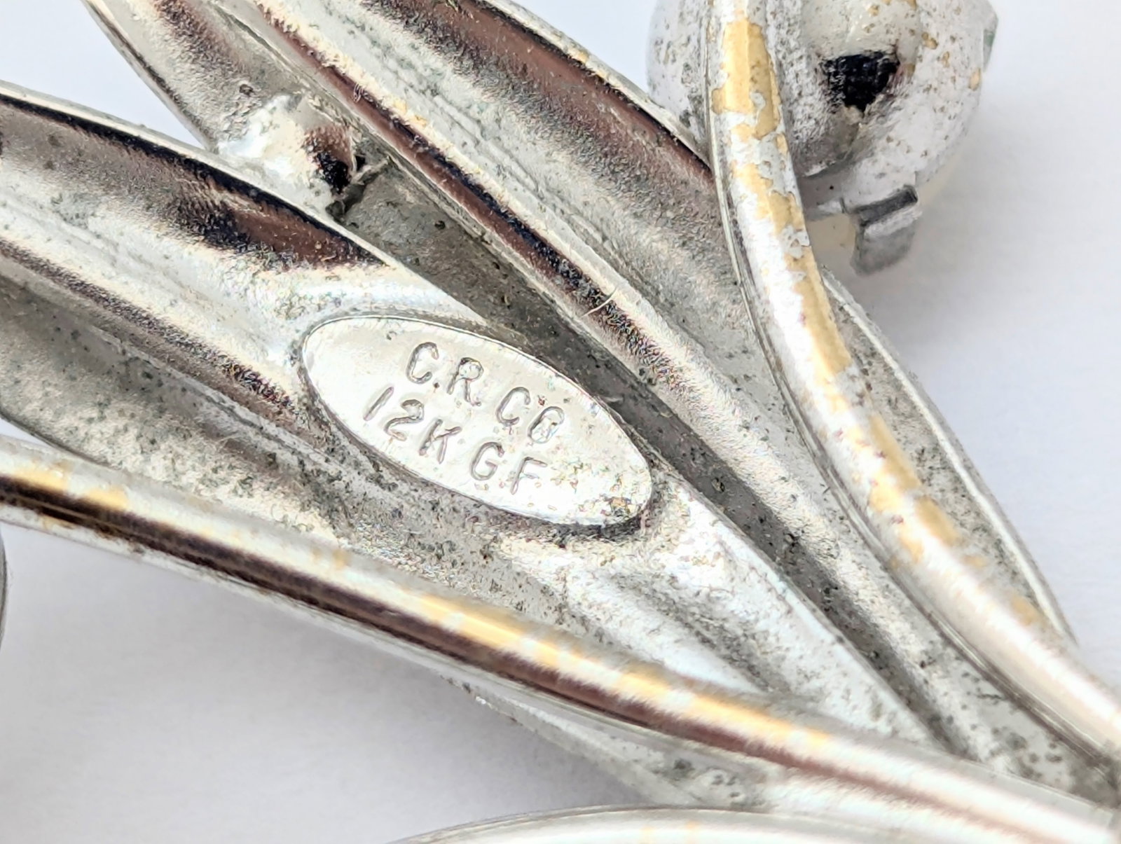 Vintage 12K White Gold filled CR Co. Ladies Brooch - 4