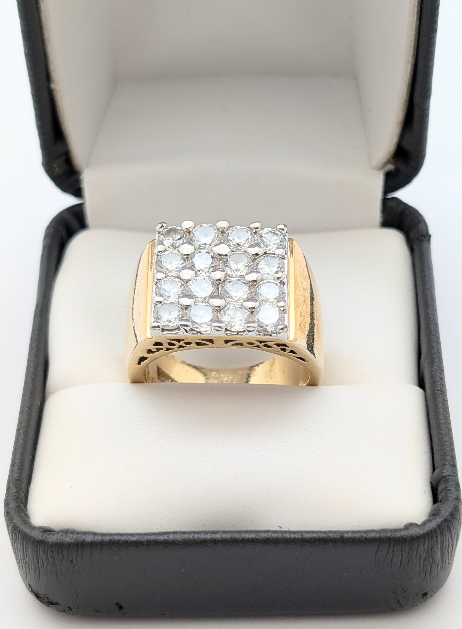 Gold tone Square Custer Gem Ring - 3