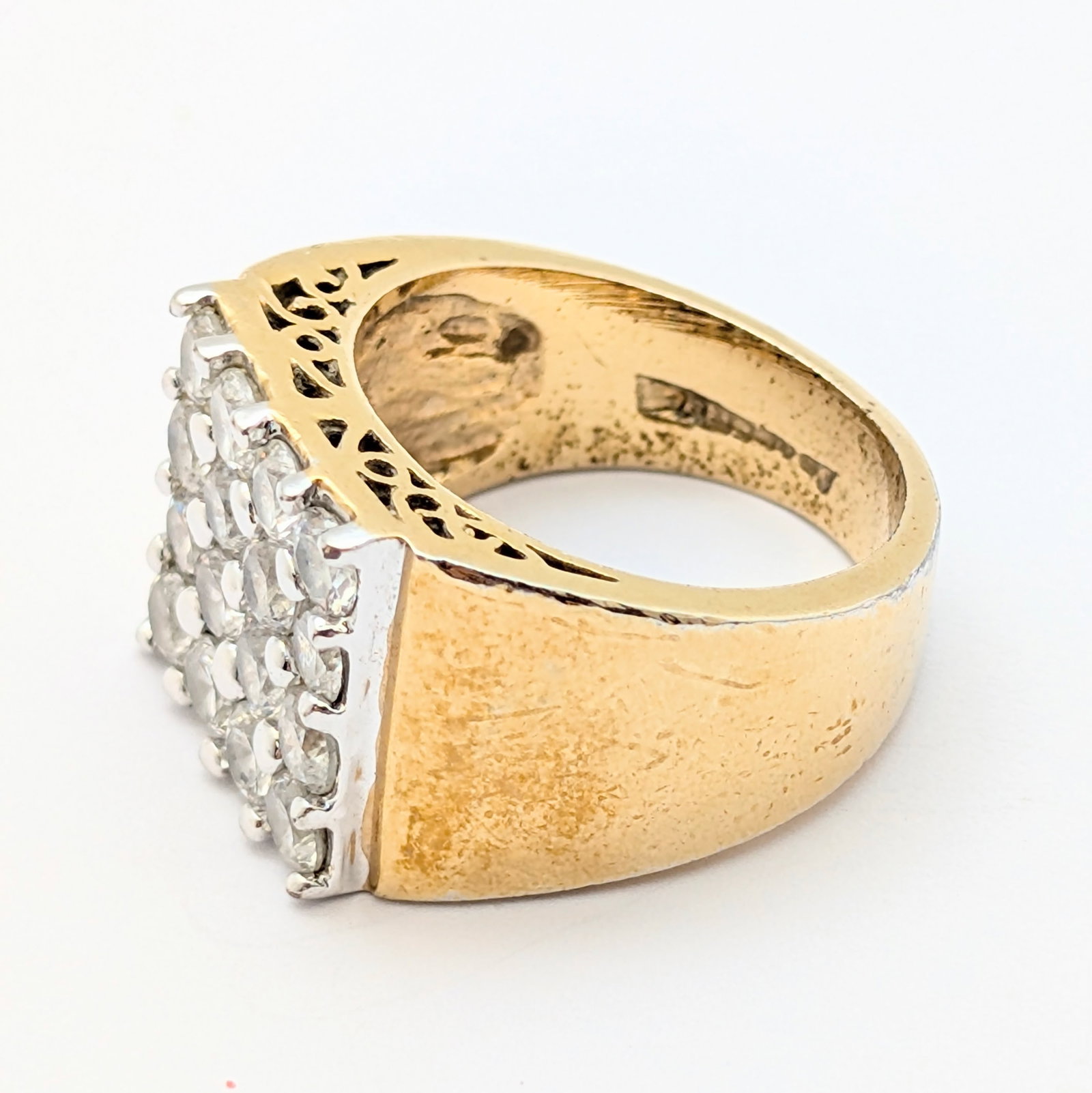Gold tone Square Custer Gem Ring - 4
