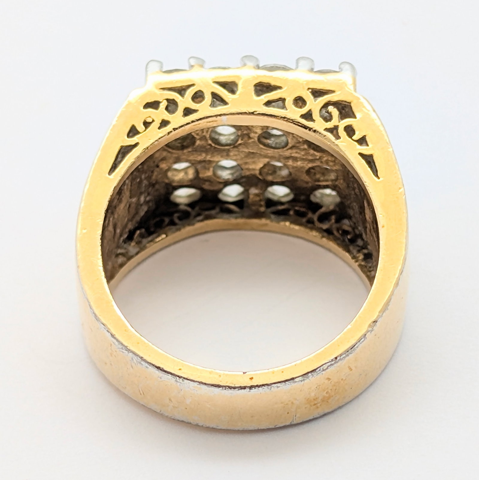 Gold tone Square Custer Gem Ring - 5