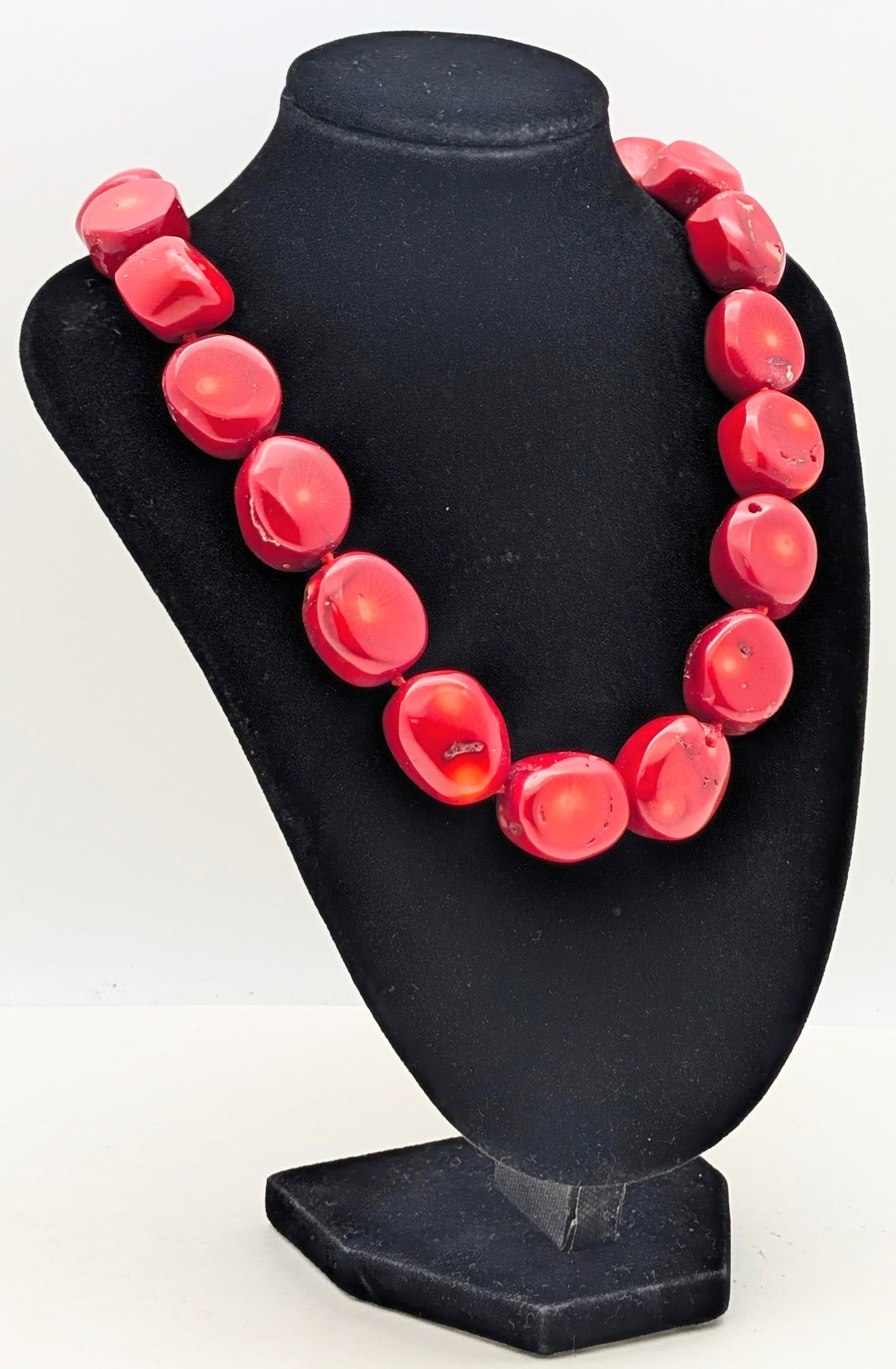 Vintage Lucas Lameth Red Coral Beaded Necklace w/ Sterling Silver Clasp - 2