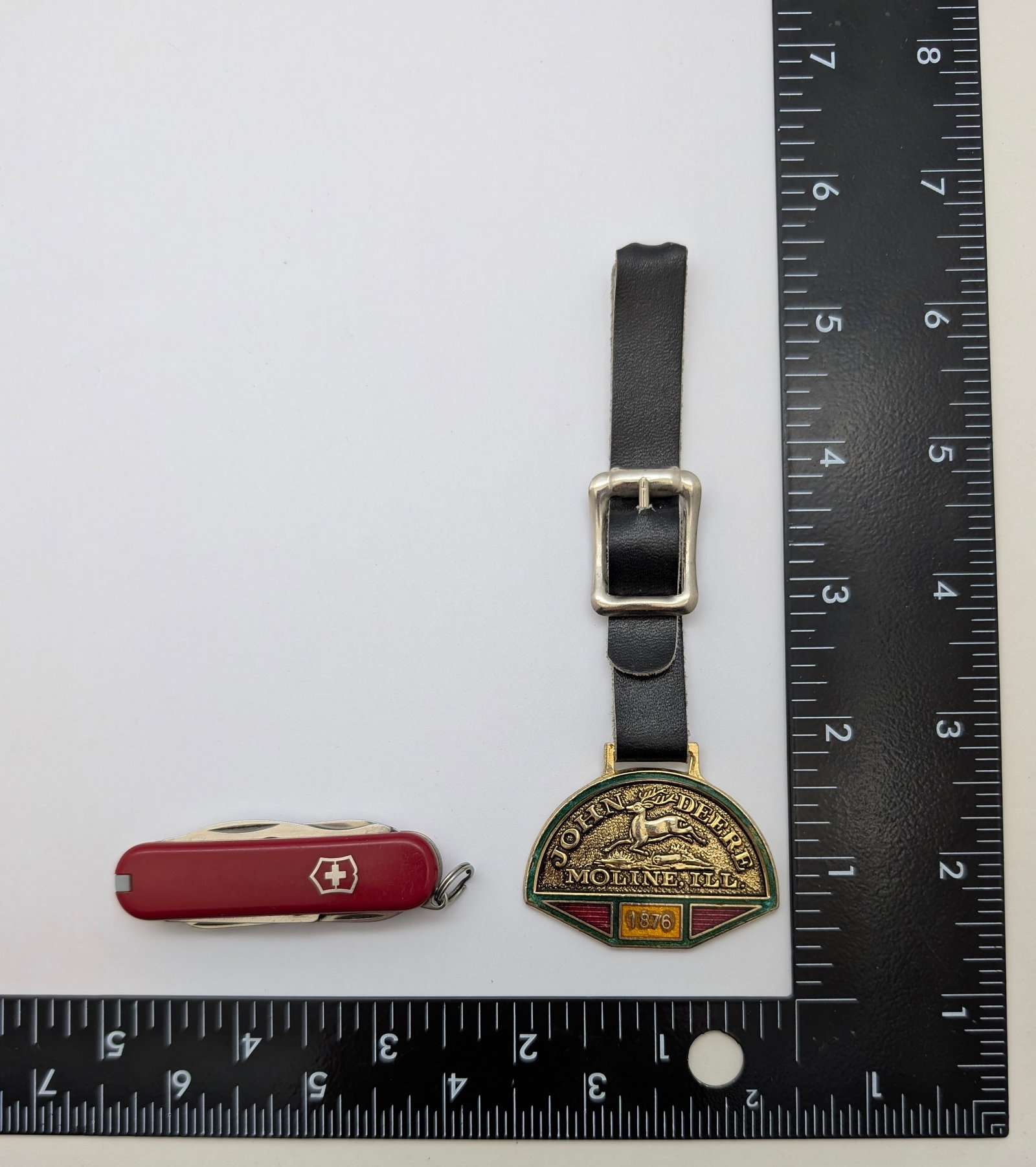 Lot of 2 Accessories - Swiss Pocket Knife & John Deere Pocket Watch Fob - 7