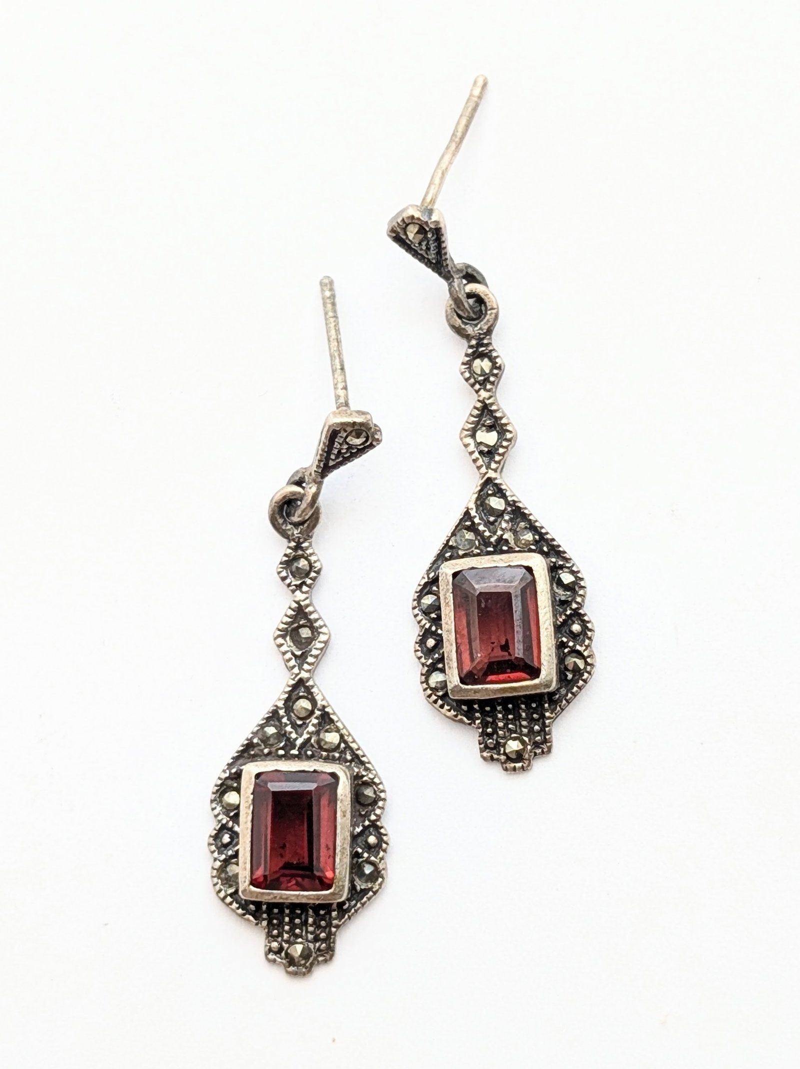 Sterling Silver Red Baroque style Earrings: Jewelry