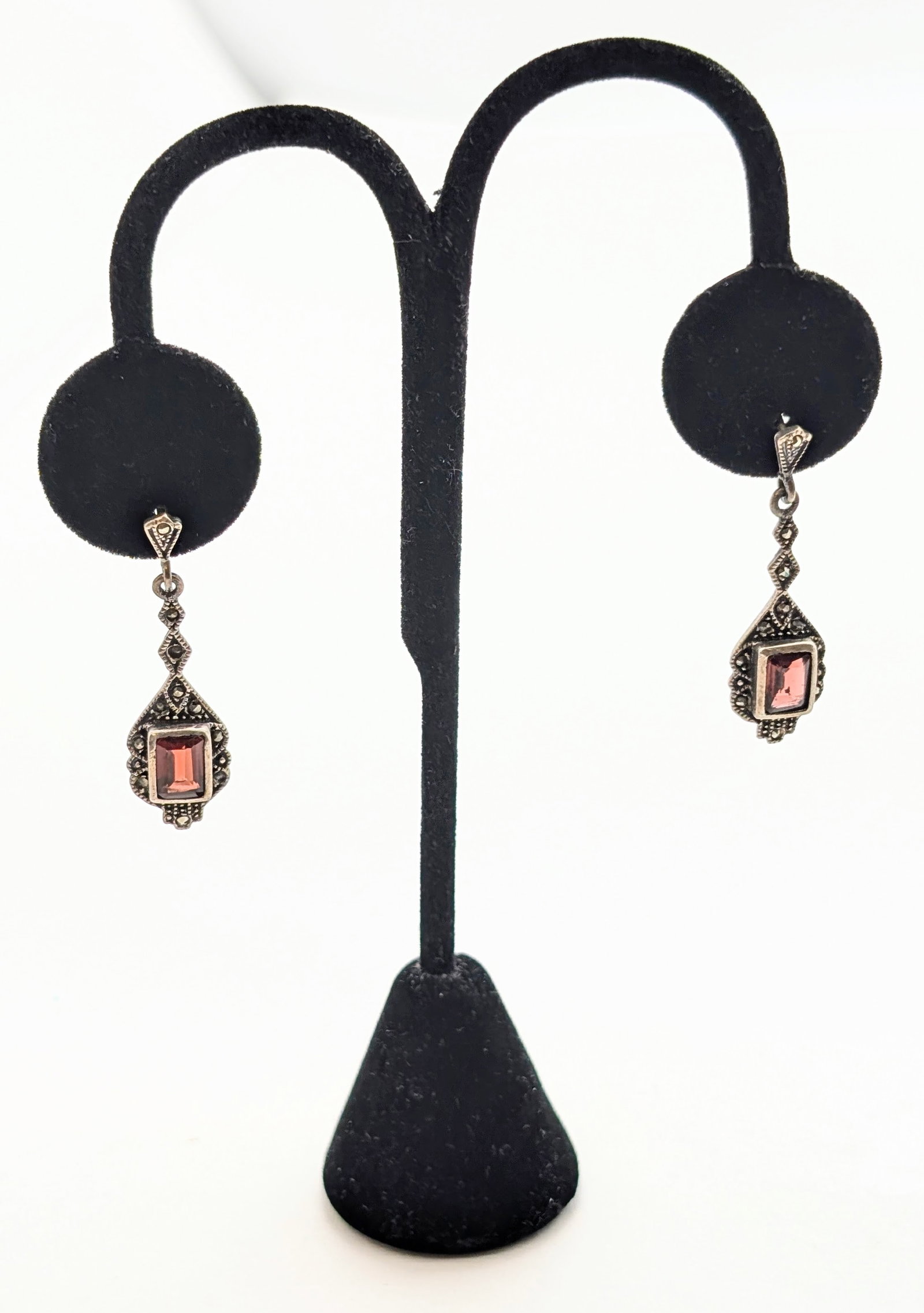 Sterling Silver Red Baroque style Earrings - 2