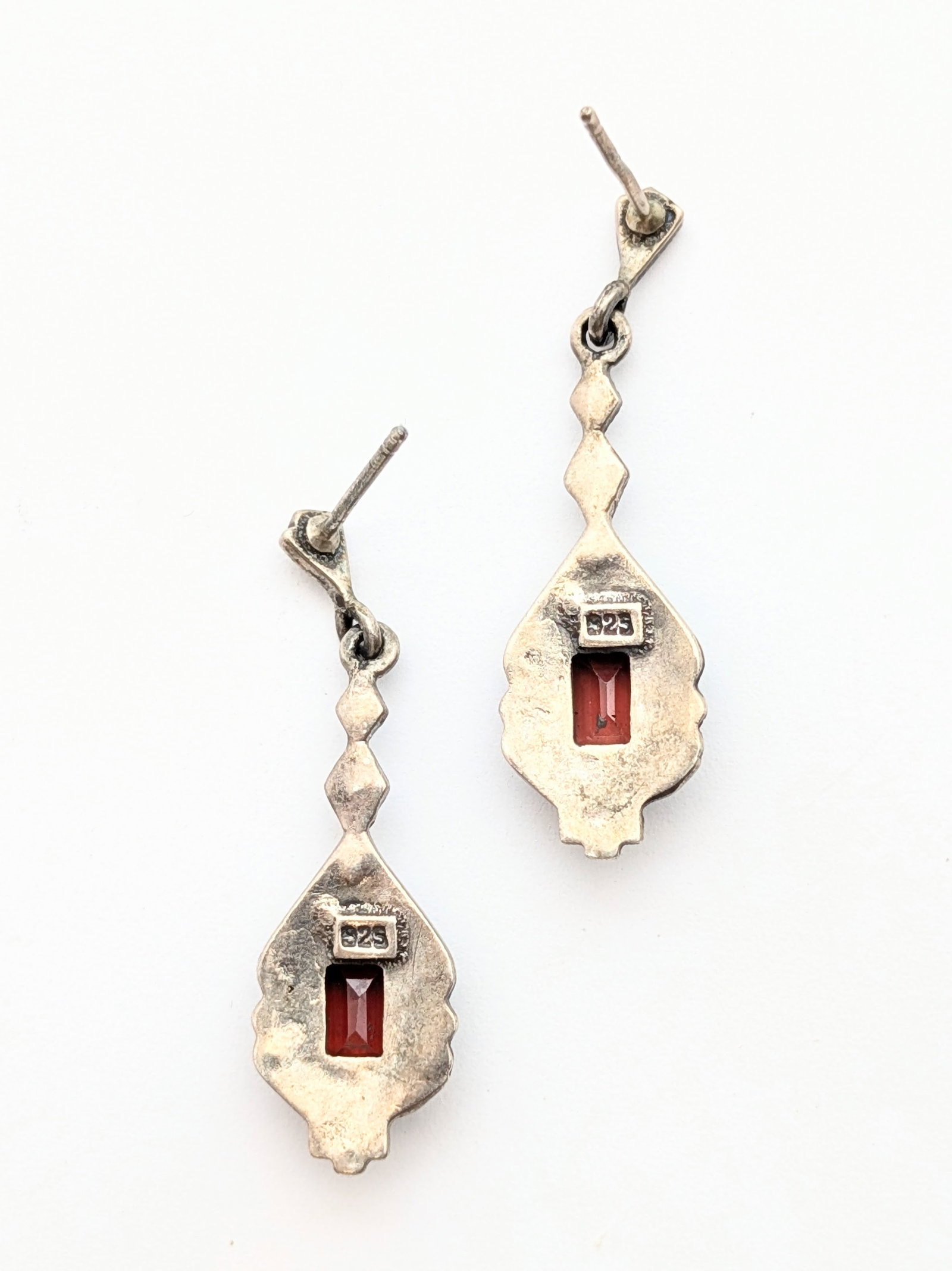 Sterling Silver Red Baroque style Earrings - 3