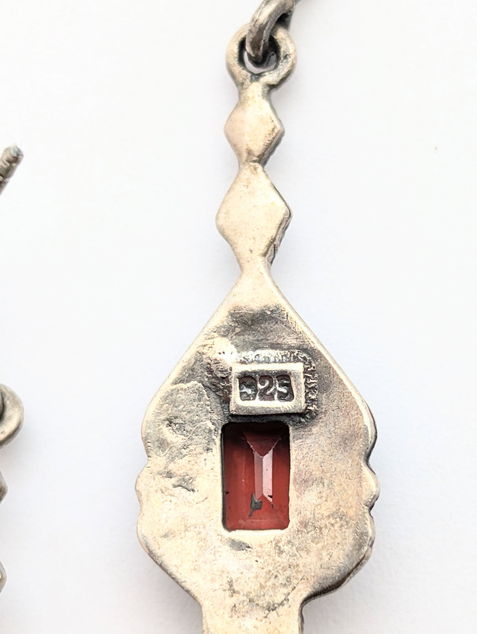 Sterling Silver Red Baroque style Earrings - 4