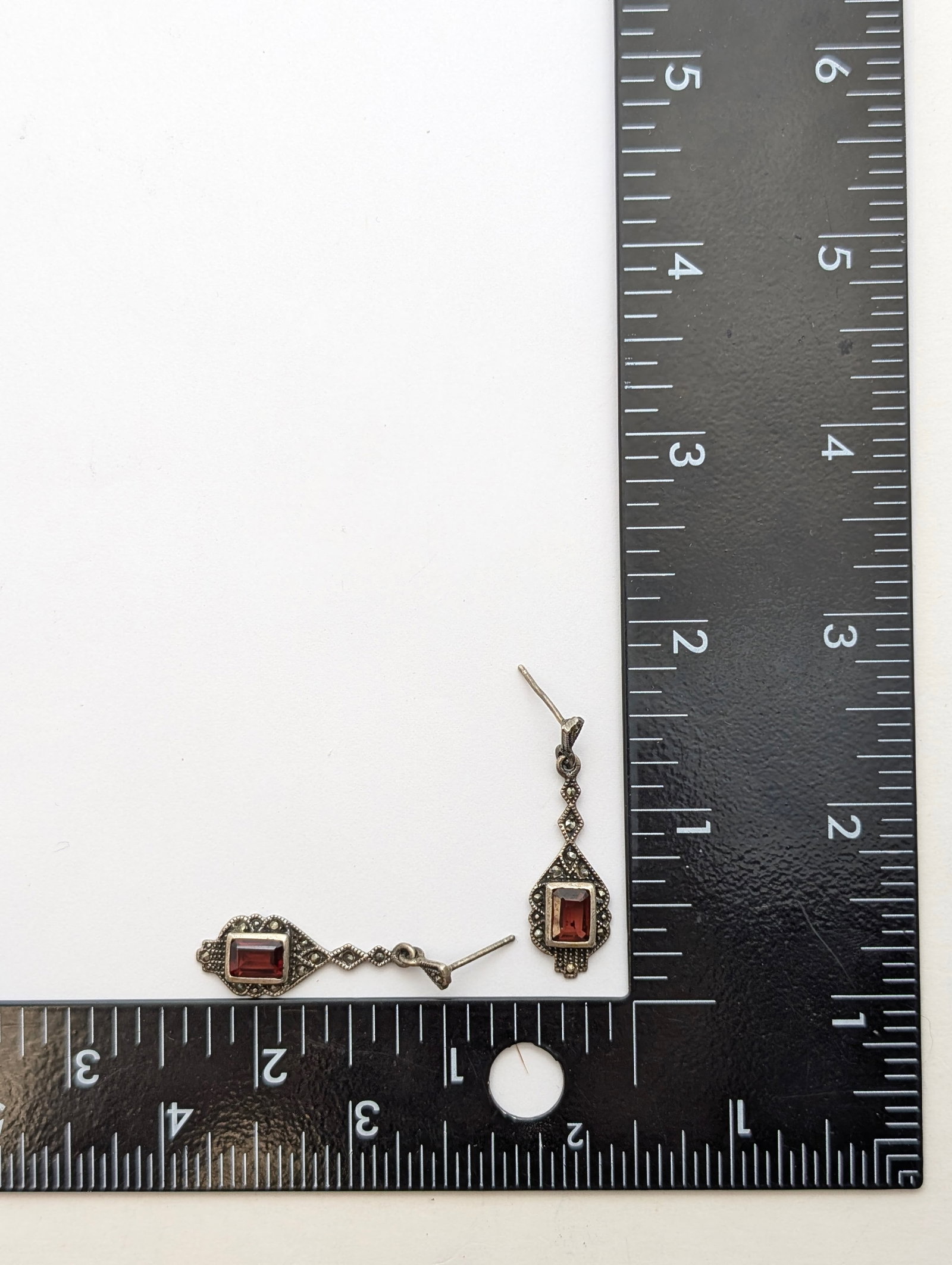 Sterling Silver Red Baroque style Earrings - 5