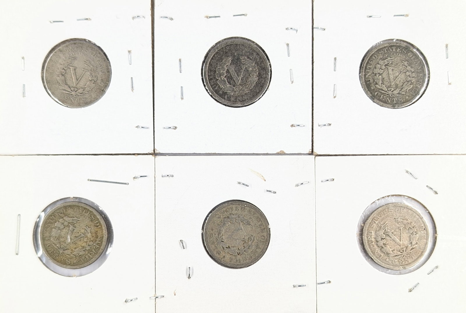 Lot of 6 Liberty V Nickels - 1902-1912 - 2