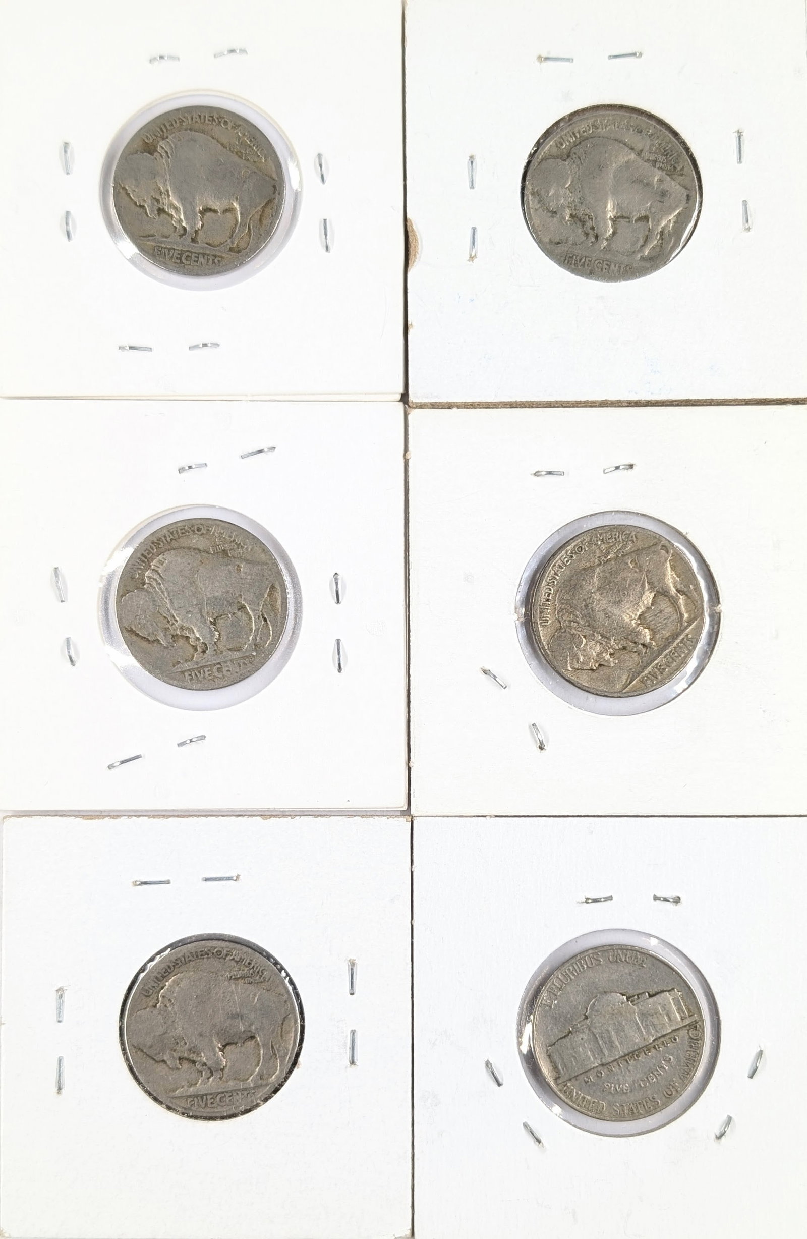Lot of 6 Buffalo & Jefferson Head Nickels - 1919-1939 - 2