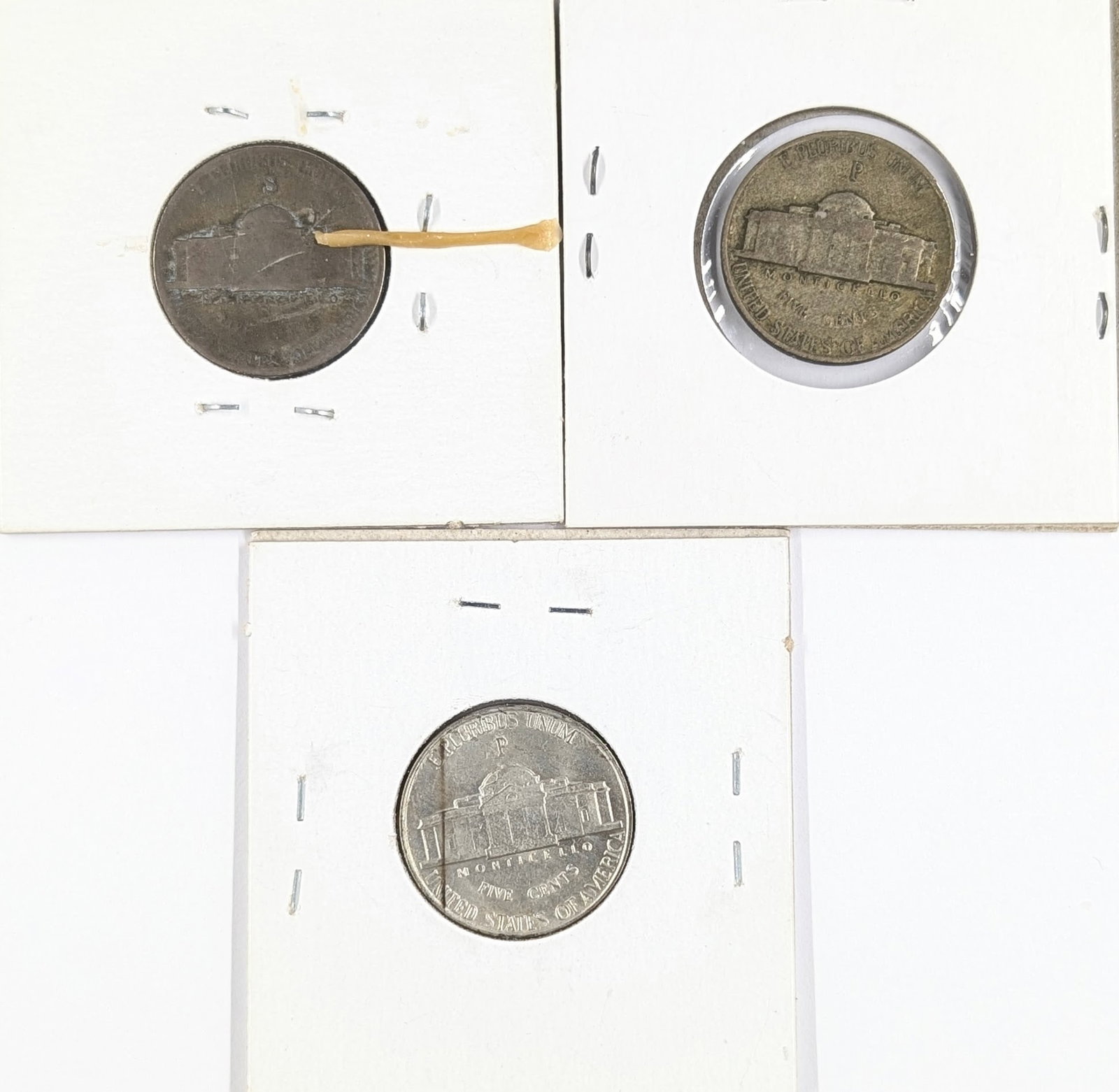 Lot of 3 Silver War Nickels - 1943 P/S, 1944-P - 2