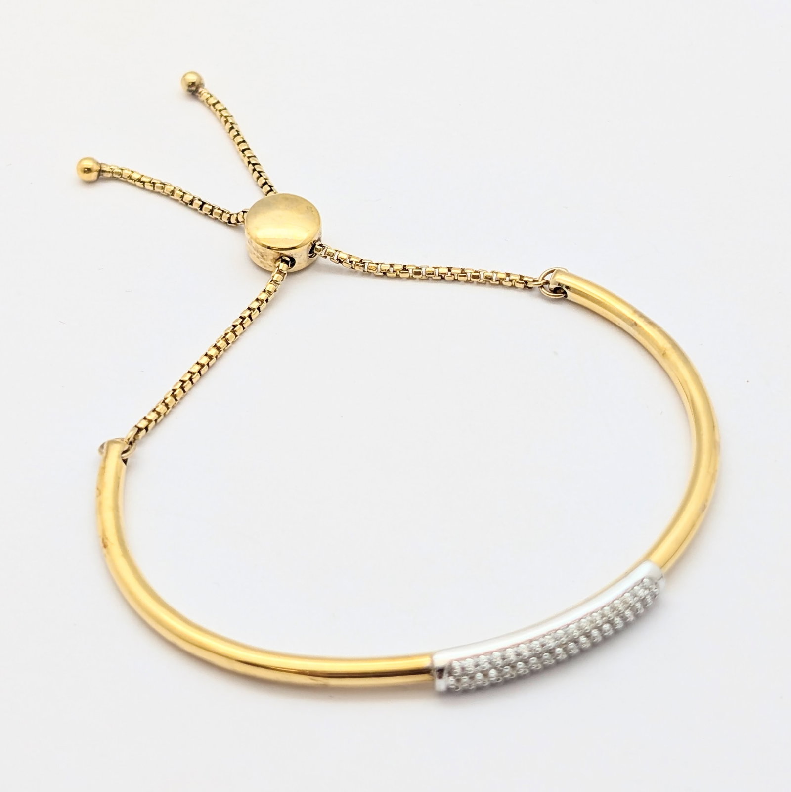 Sterling Silver Pave Gemmed Bar Bracelet w/ Toggle Closure: Jewelry