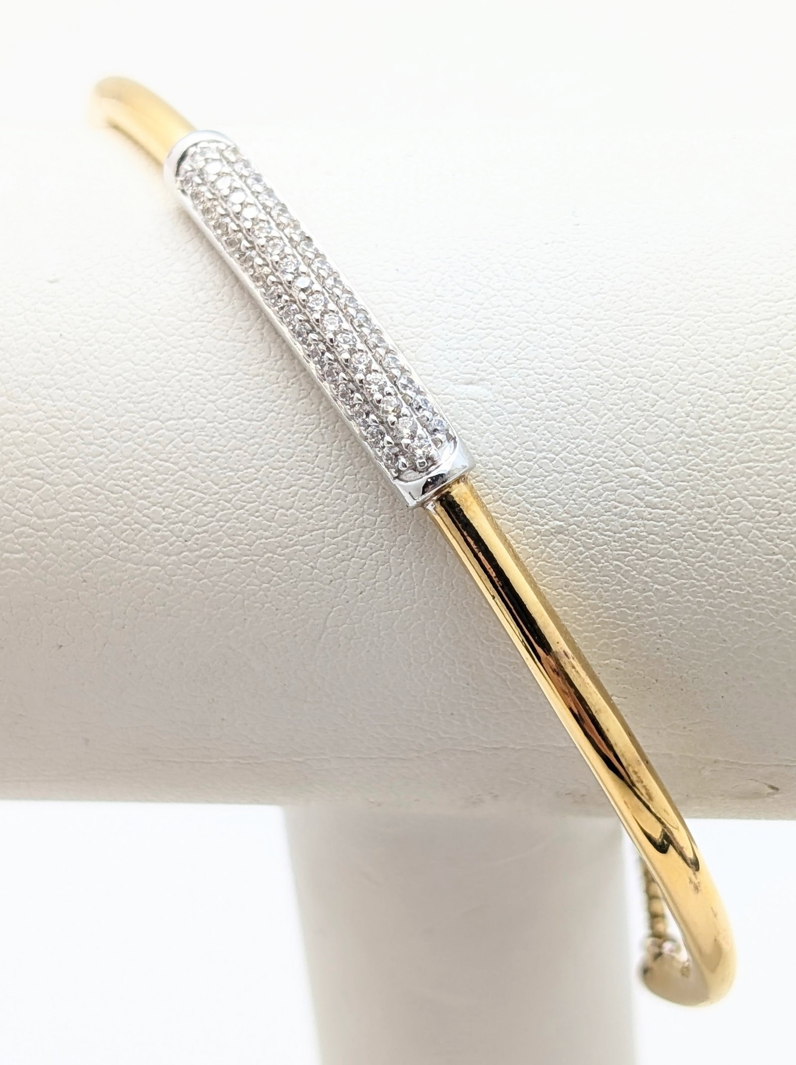 Sterling Silver Pave Gemmed Bar Bracelet w/ Toggle Closure - 2