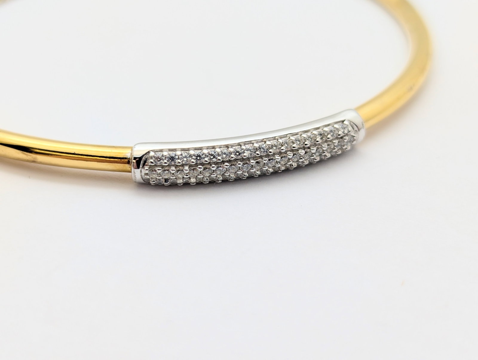 Sterling Silver Pave Gemmed Bar Bracelet w/ Toggle Closure - 3