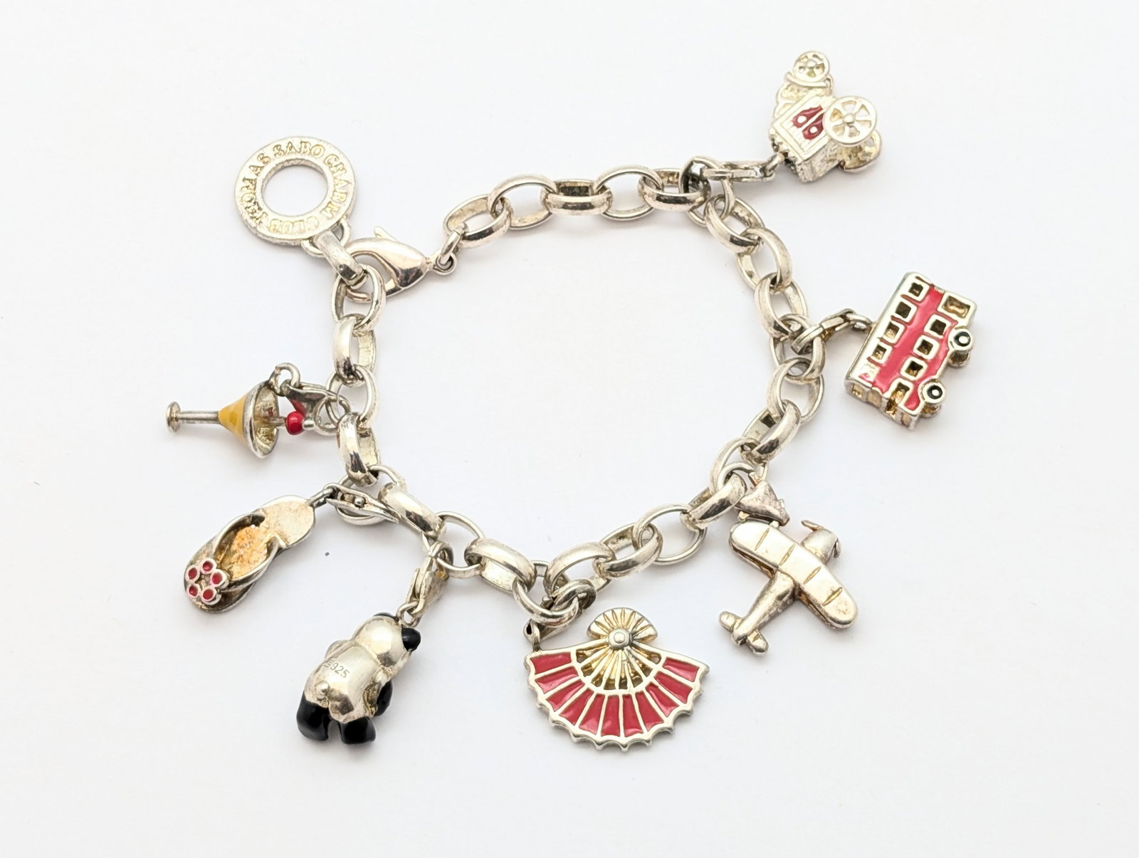 Sterling Silver Thomas Sabo Charm Club Bracelet w/ Charms - 37.81g (1 of 6)
