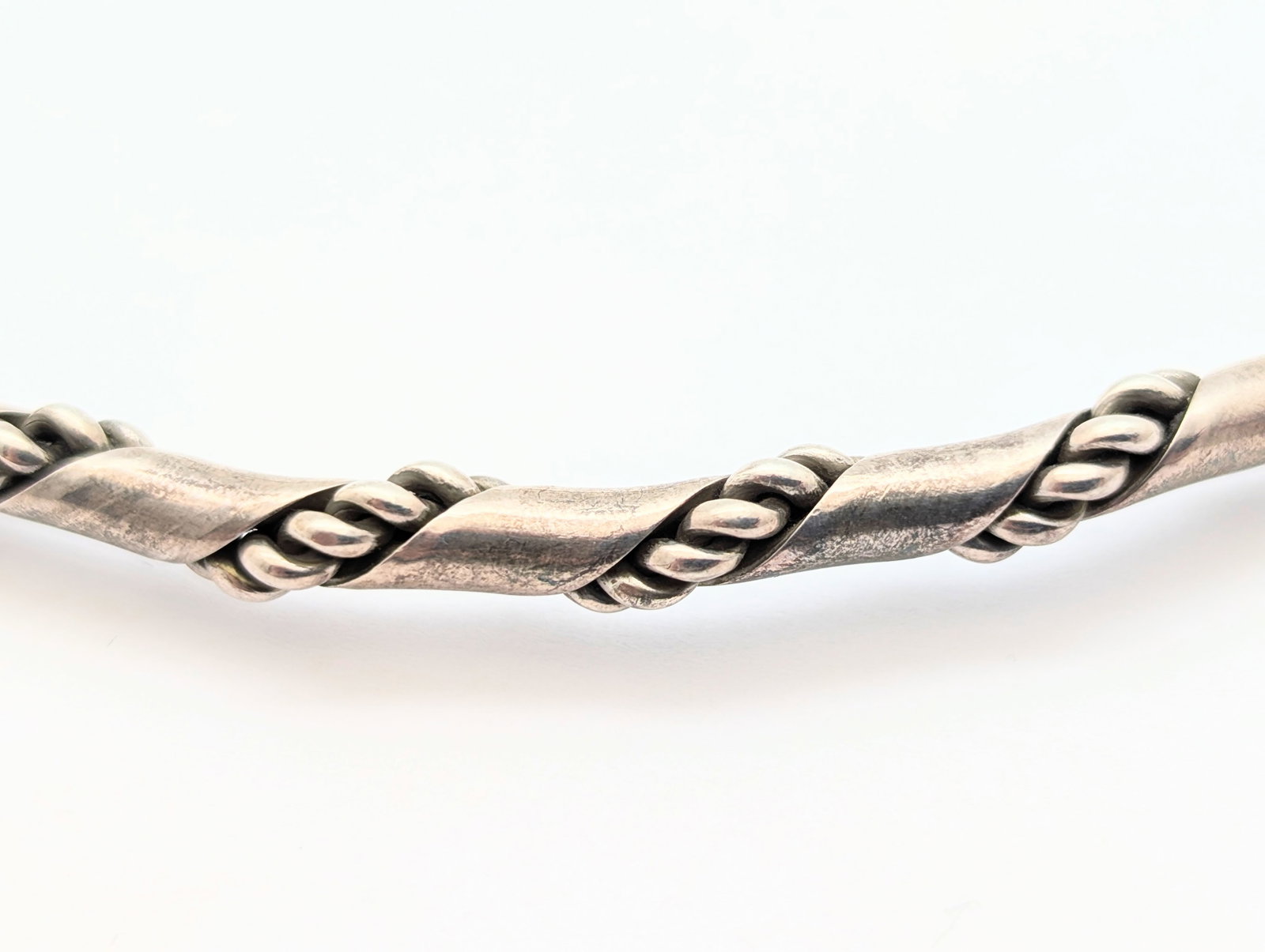 Mexican Sterling Silver Twisted Choker Necklace - 3