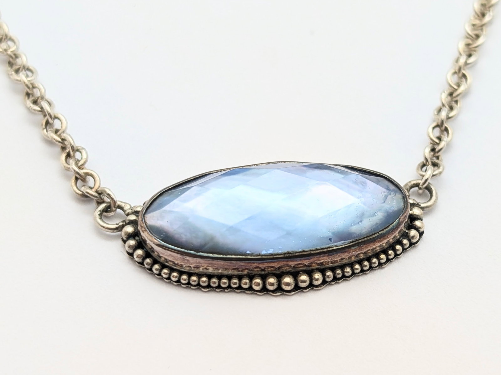 Lori Bonn Sterling Silver Blue Oval Necklace - 3