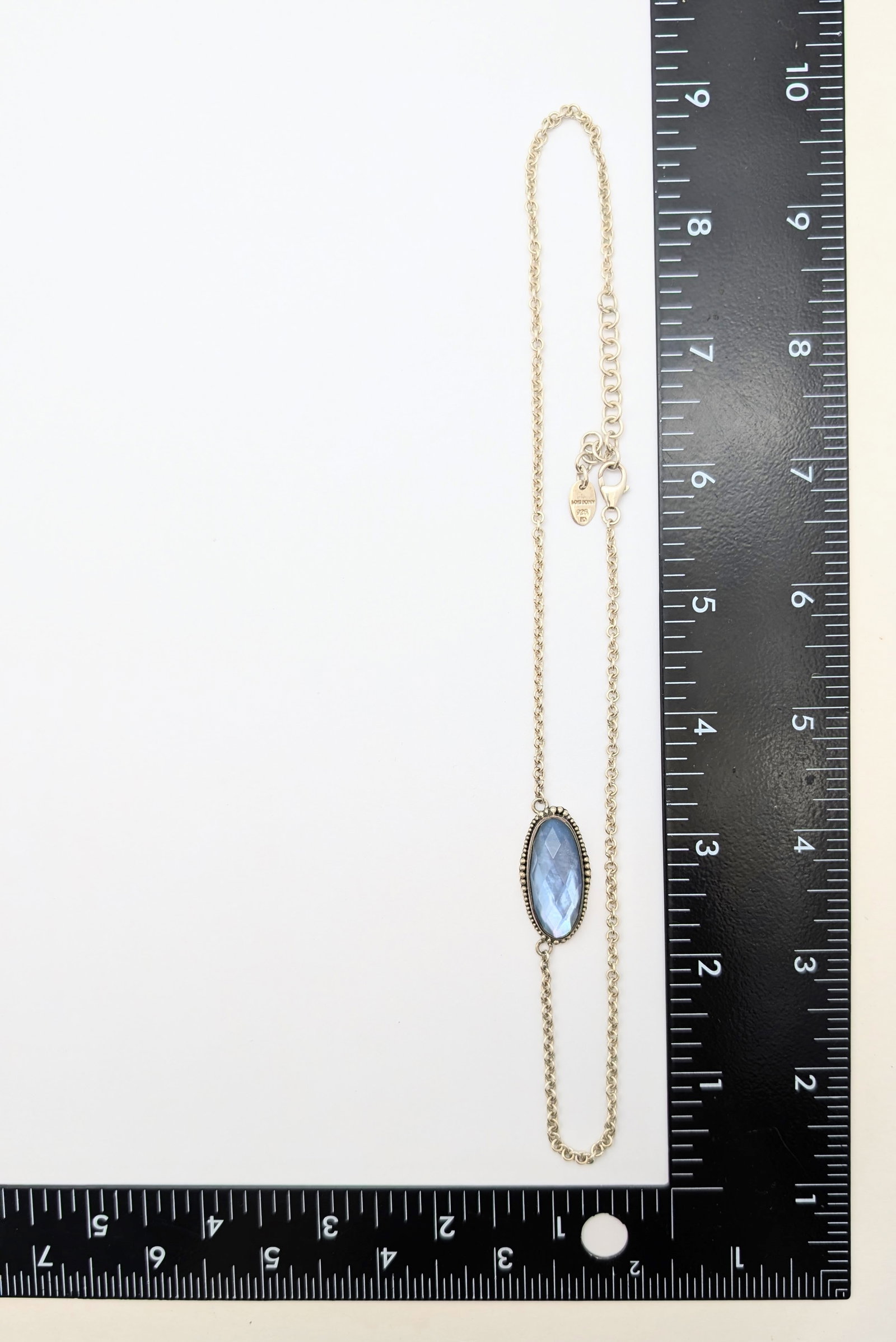 Lori Bonn Sterling Silver Blue Oval Necklace - 6