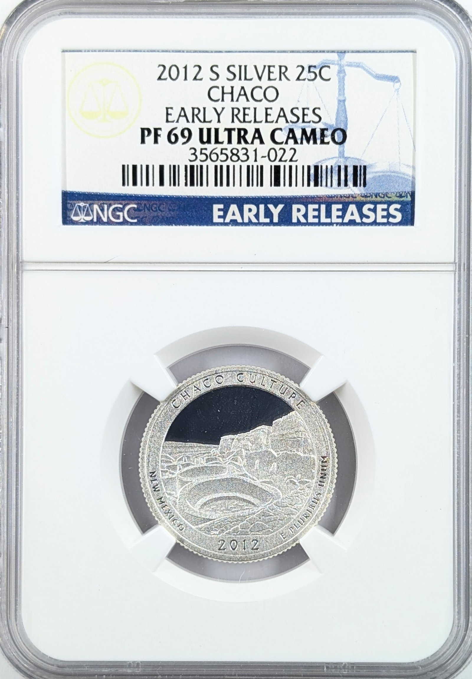 NGC 2012-S PF69 Ultra Cameo Silver America the Beautiful Quarter - Chaco: Silver