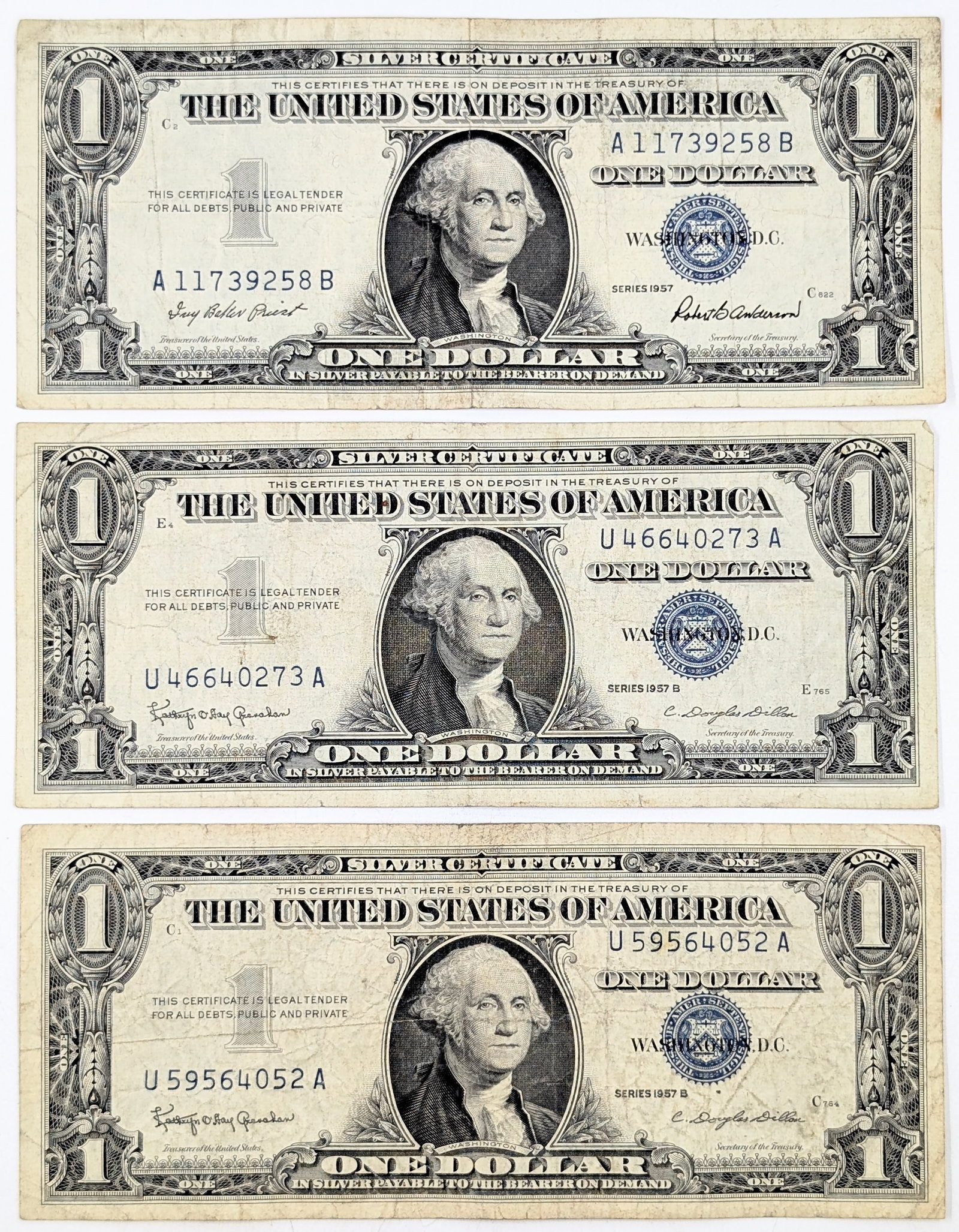 Lot of 3 - 1957/1957-B $1 Notes - Silver Certificates (1 of 2)