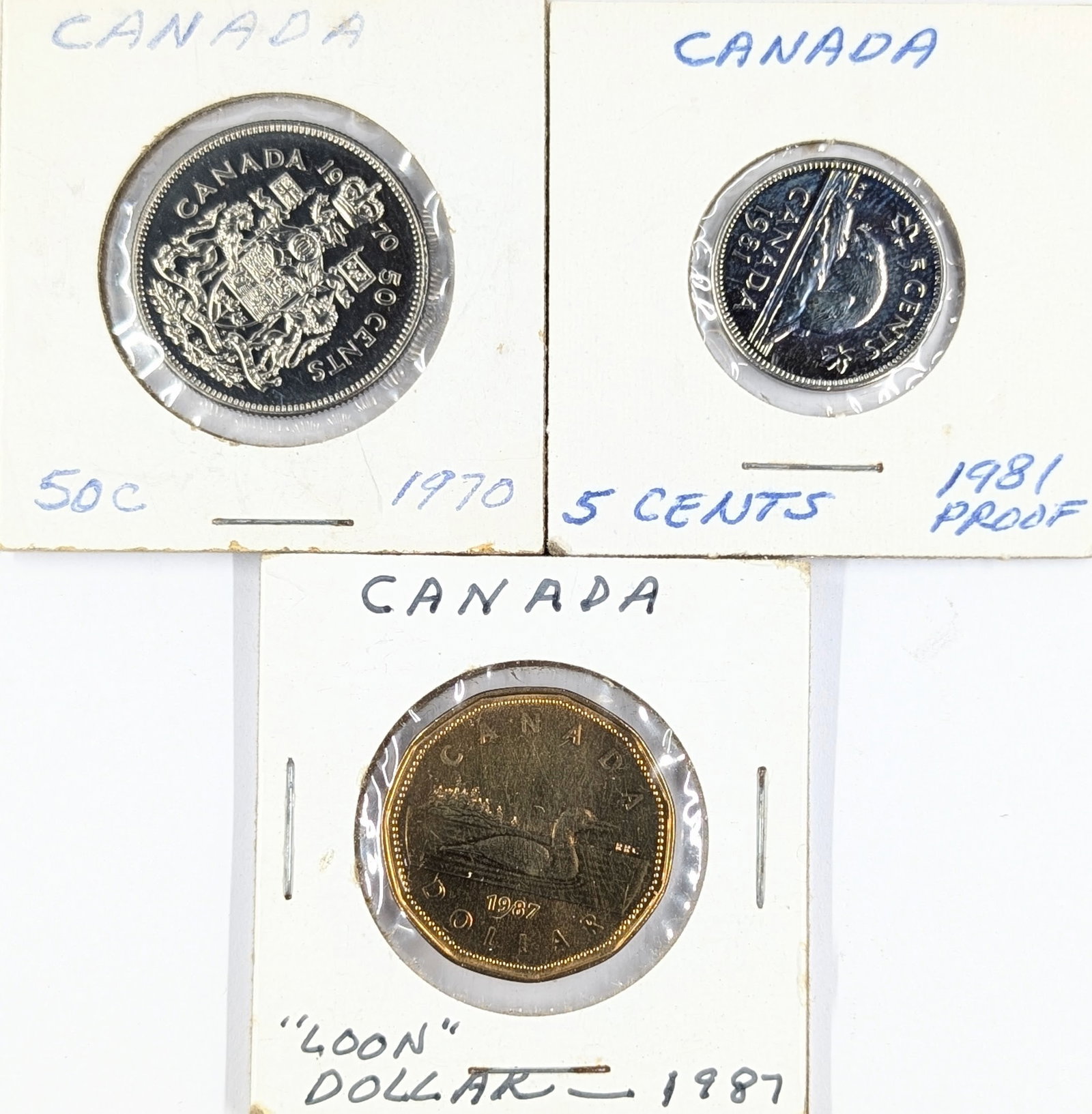 Lot of 4 Uncirculated Canadian Coins - 1970-1987: Coin