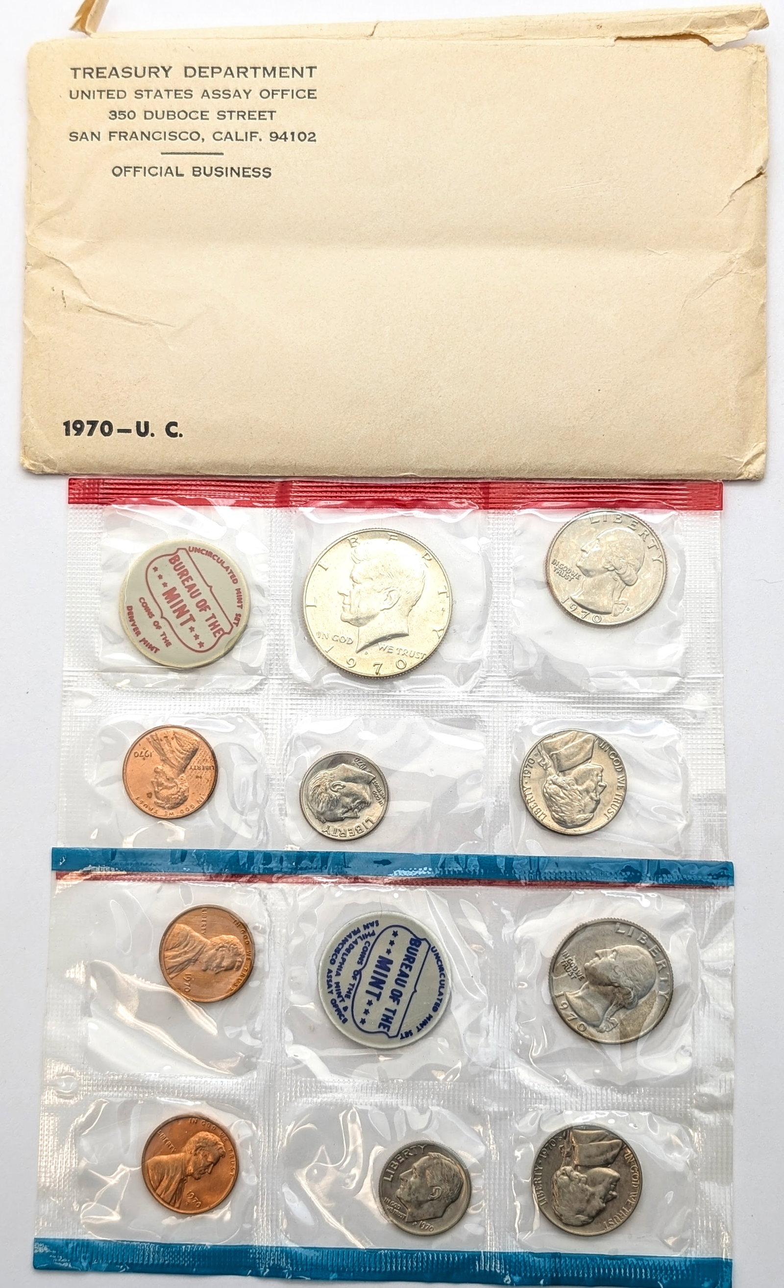 1970 US Mint Uncirculated Coin Set w/ Silver JFK Half (1 of 2)