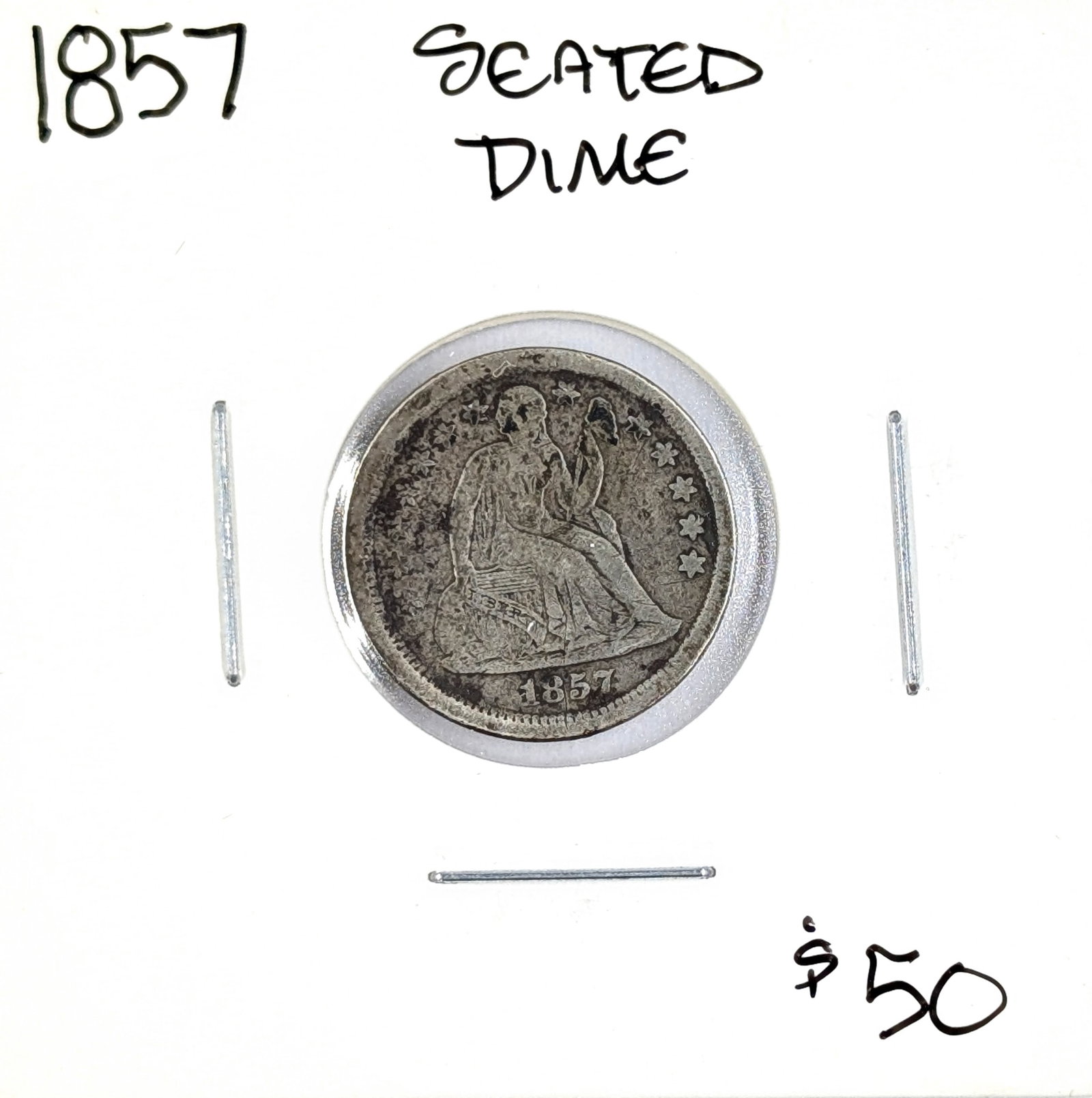 1857 Silver Seated Liberty Dime (1 of 2)