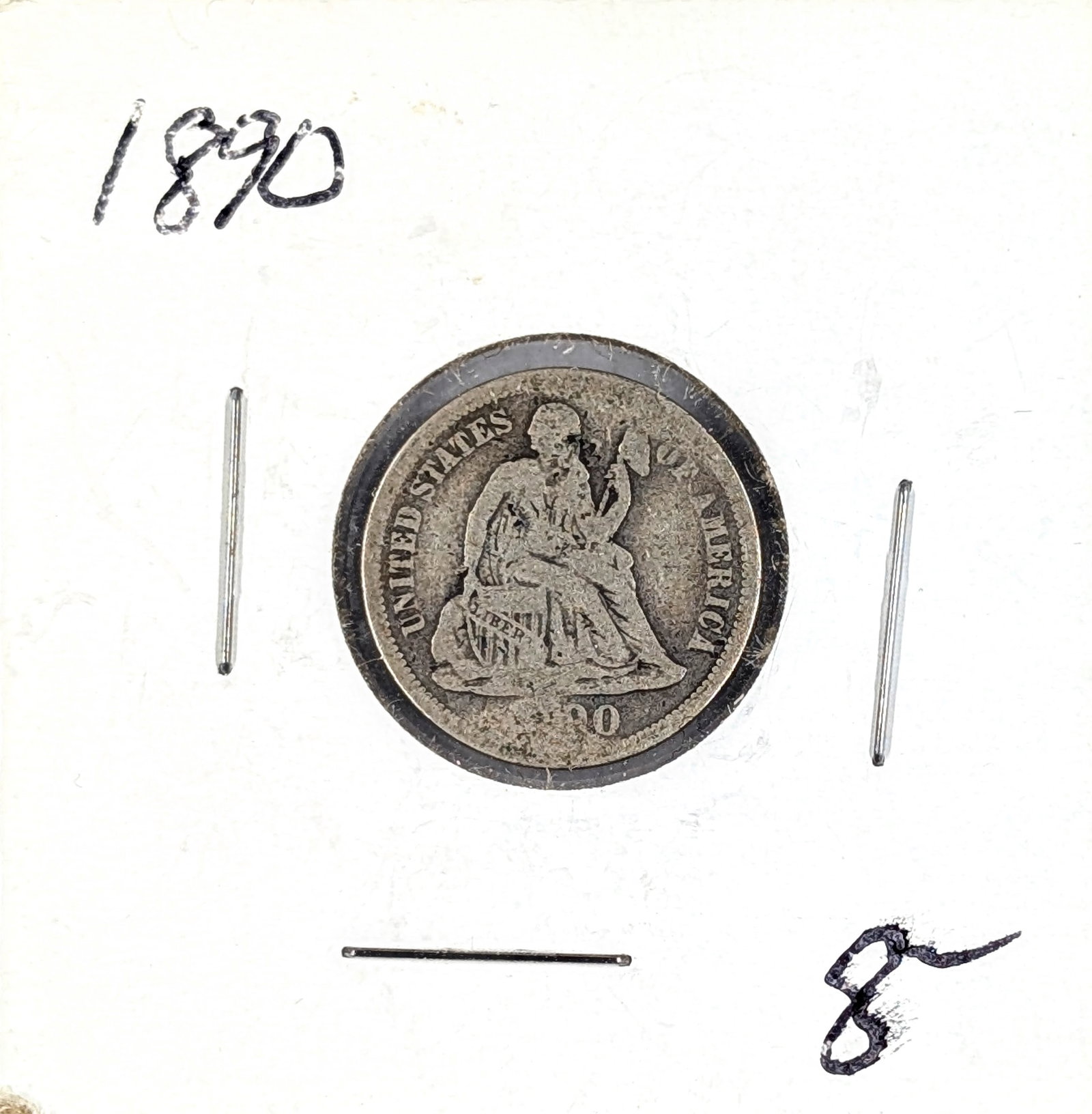 1890 Silver Seated Liberty Dime: Silver