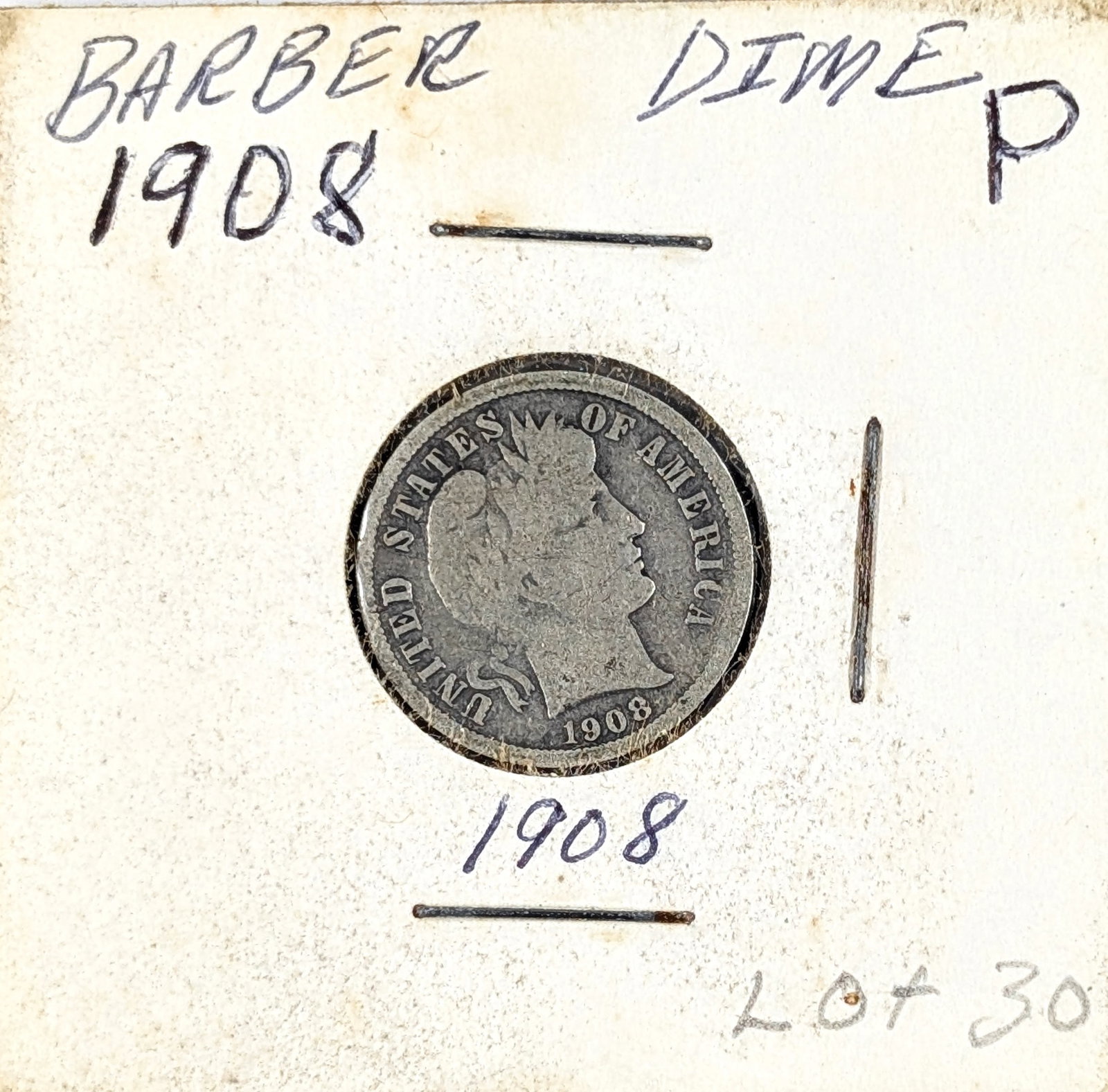 1908 Silver Barber Dime: Silver