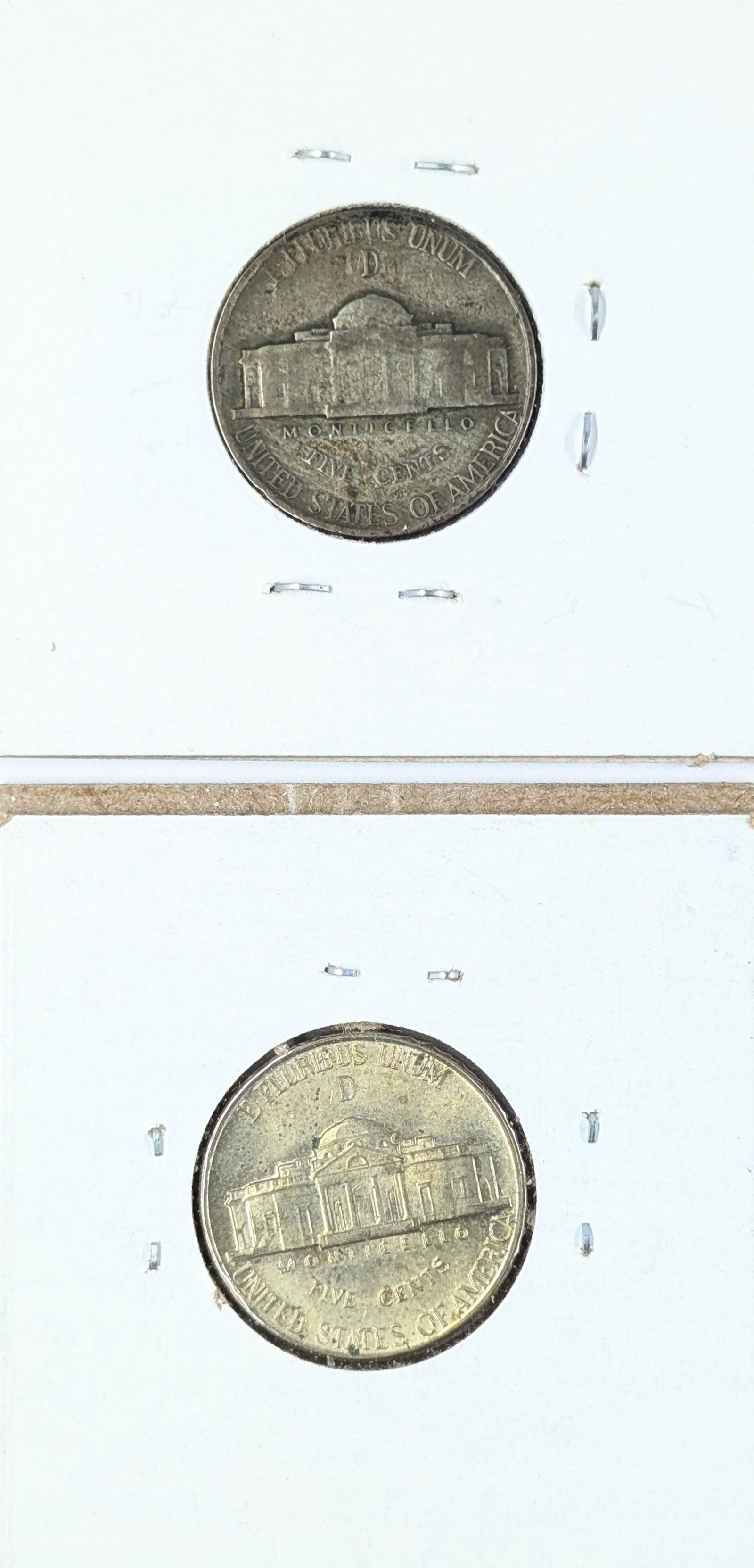 Lot of 2 Silver War Nickels - 1944-D, 1945-D - 2