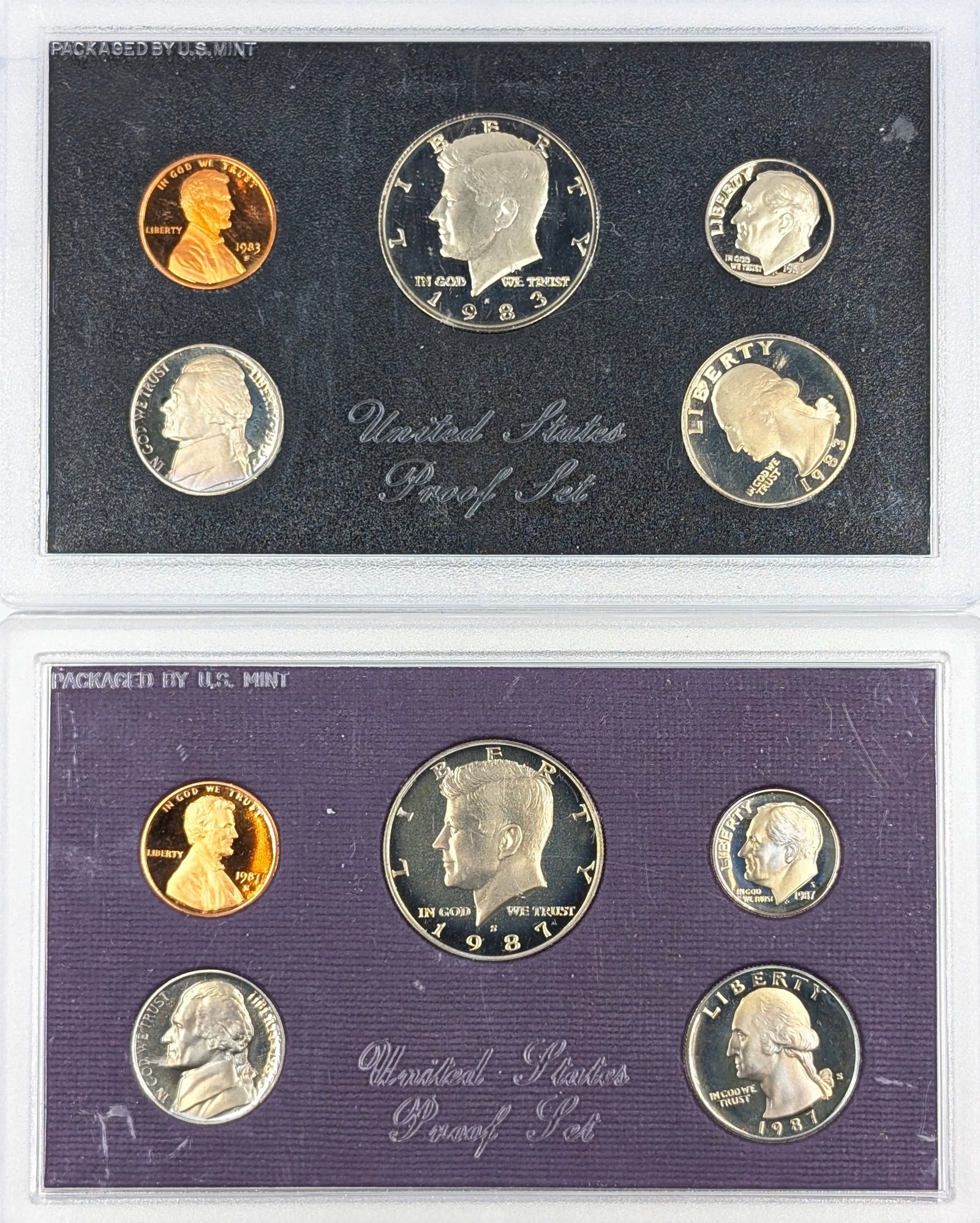 Lot of 2 US Mint Proof Sets - 1983, 1987: Coin