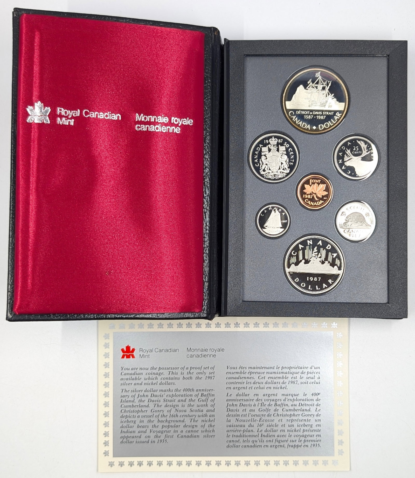 1987 Royal Canadian Mint Proof Set w/ Silver Davis Strait Dollar: 50% Silver