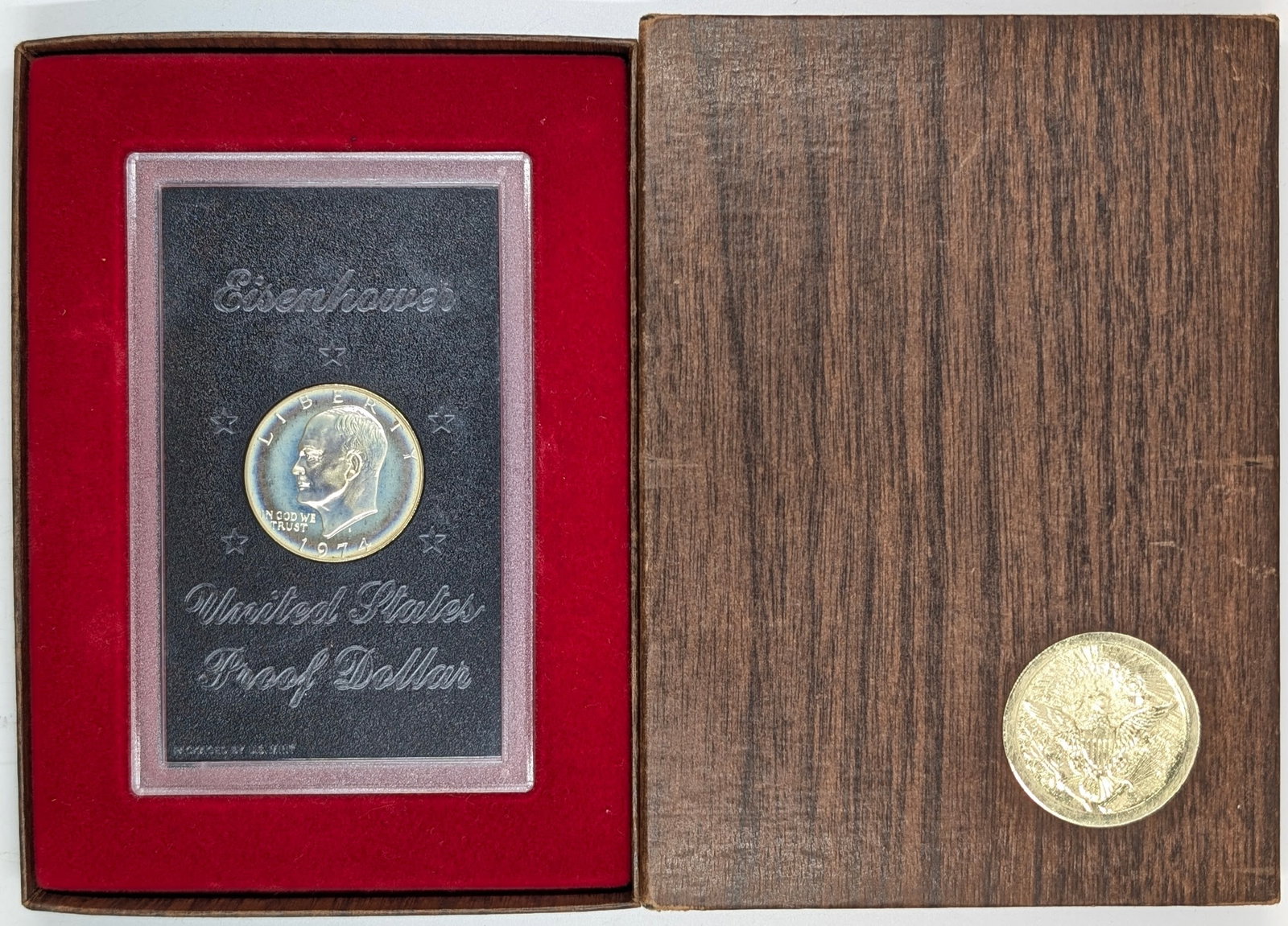 1974-S Eisenhower " Ike" Proof Silver Dollar - Blue Toned: Silver