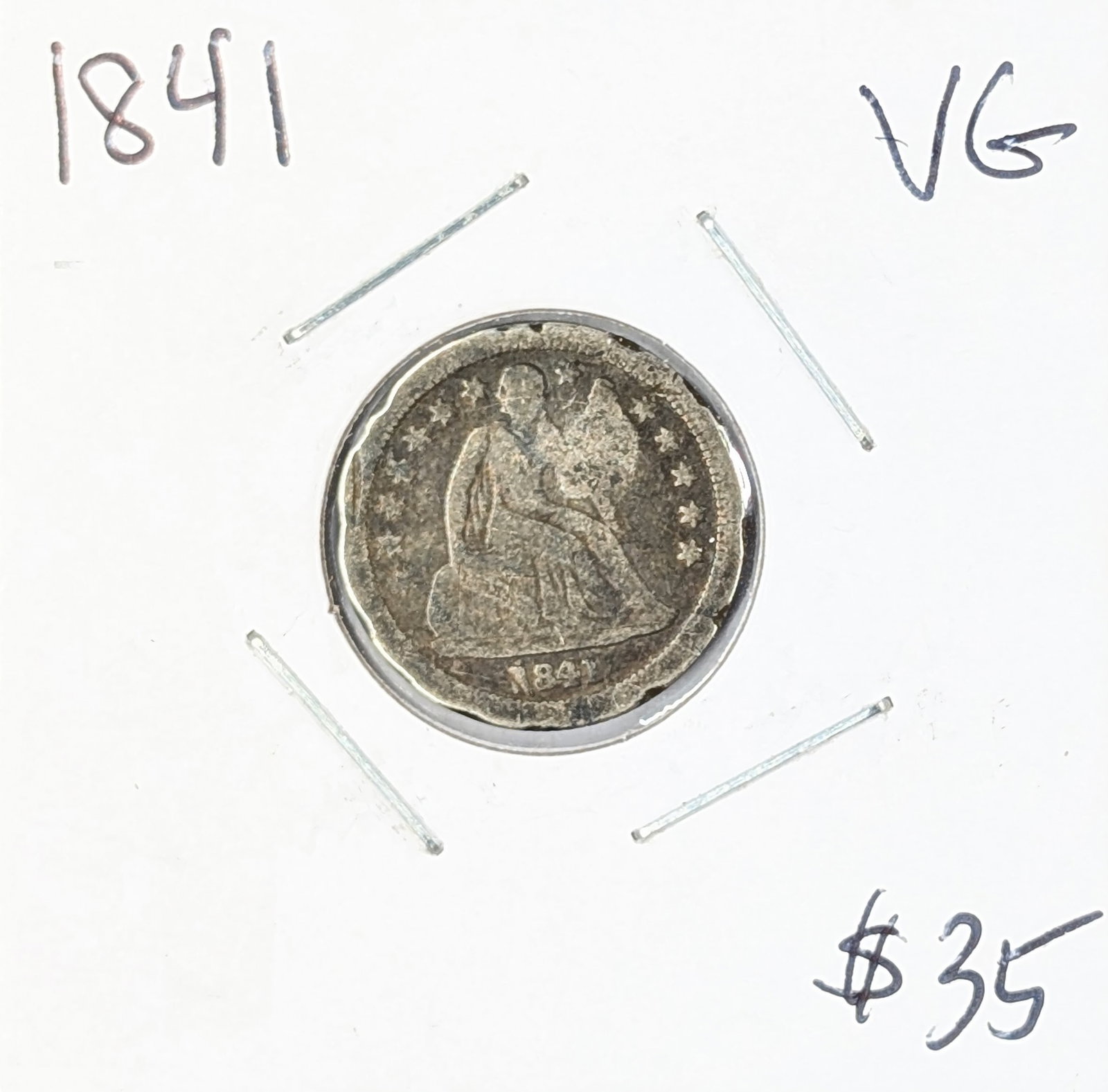 1841 Silver Seated Liberty Dime (1 of 2)