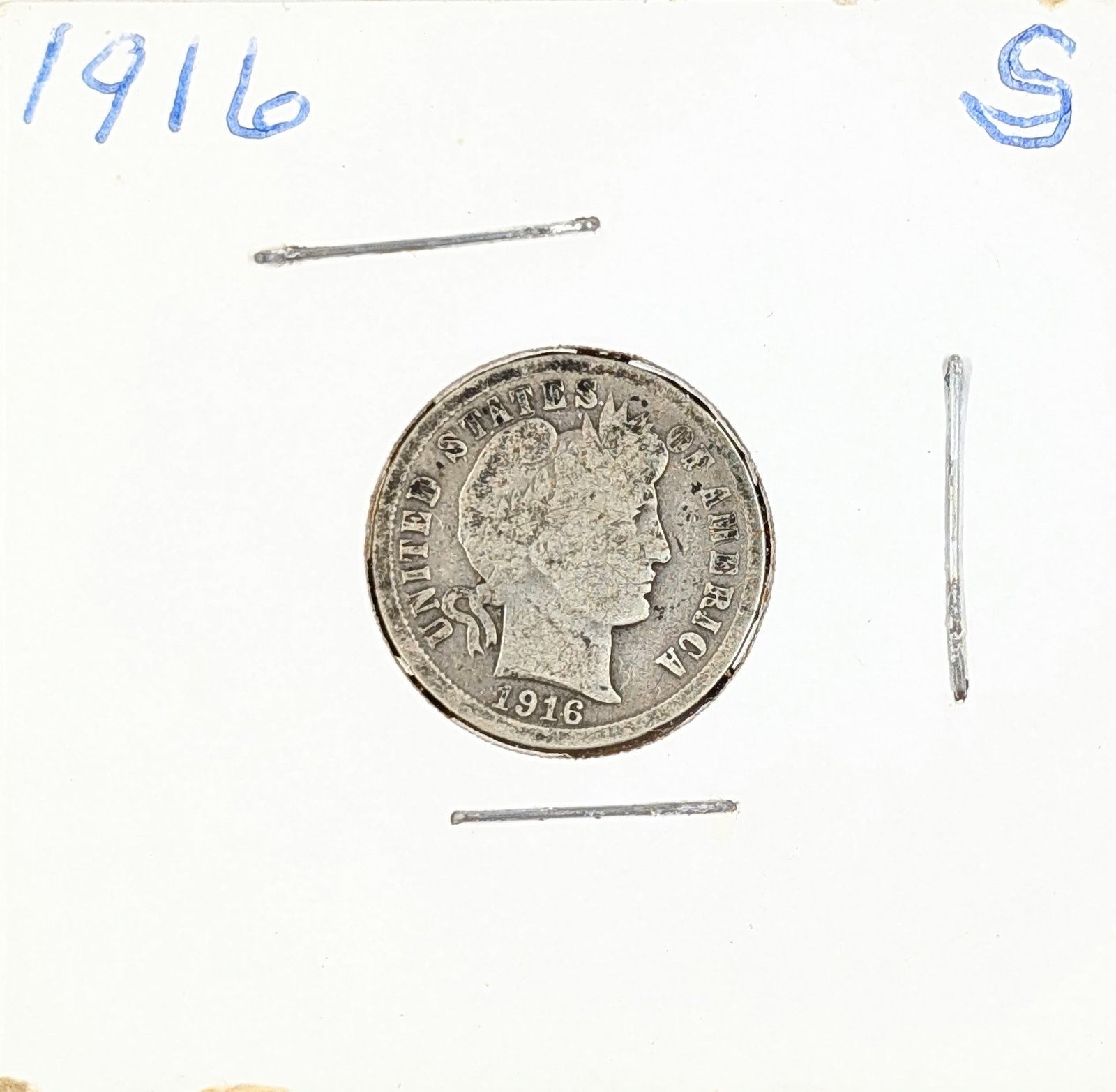 1916-S Silver Barber Dime: Silver