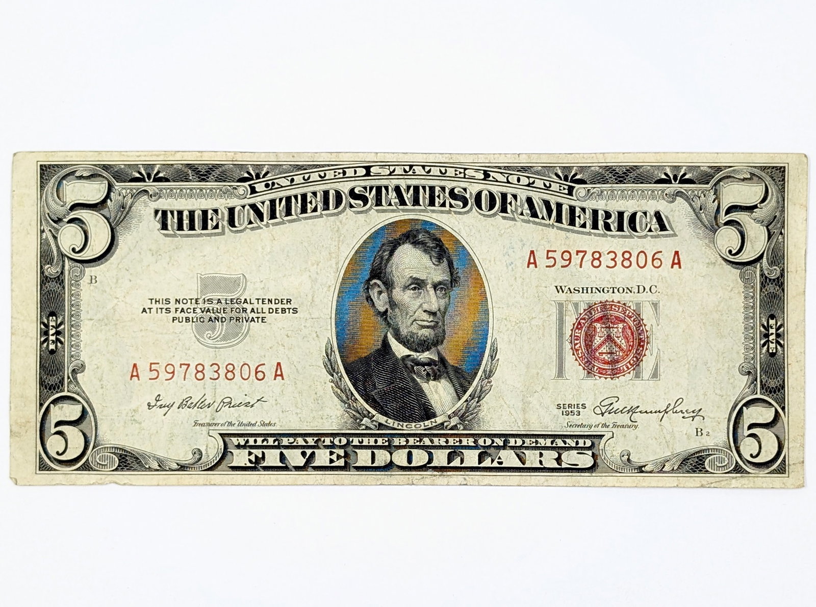 1953 $5 Note - Red Seal (1 of 2)