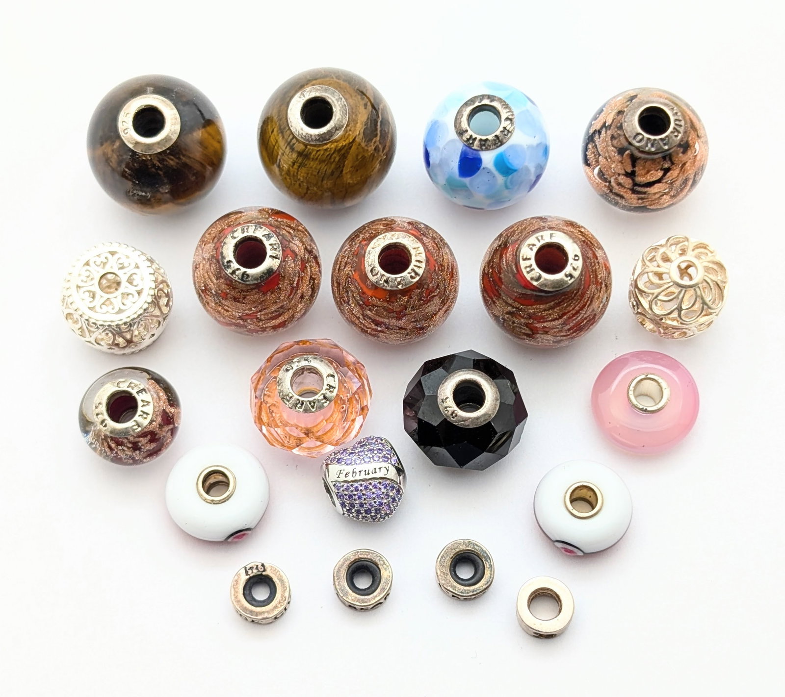 Lot of 20 Sterling Silver Pandora Charms - Some Murano Glass (1 of 7)