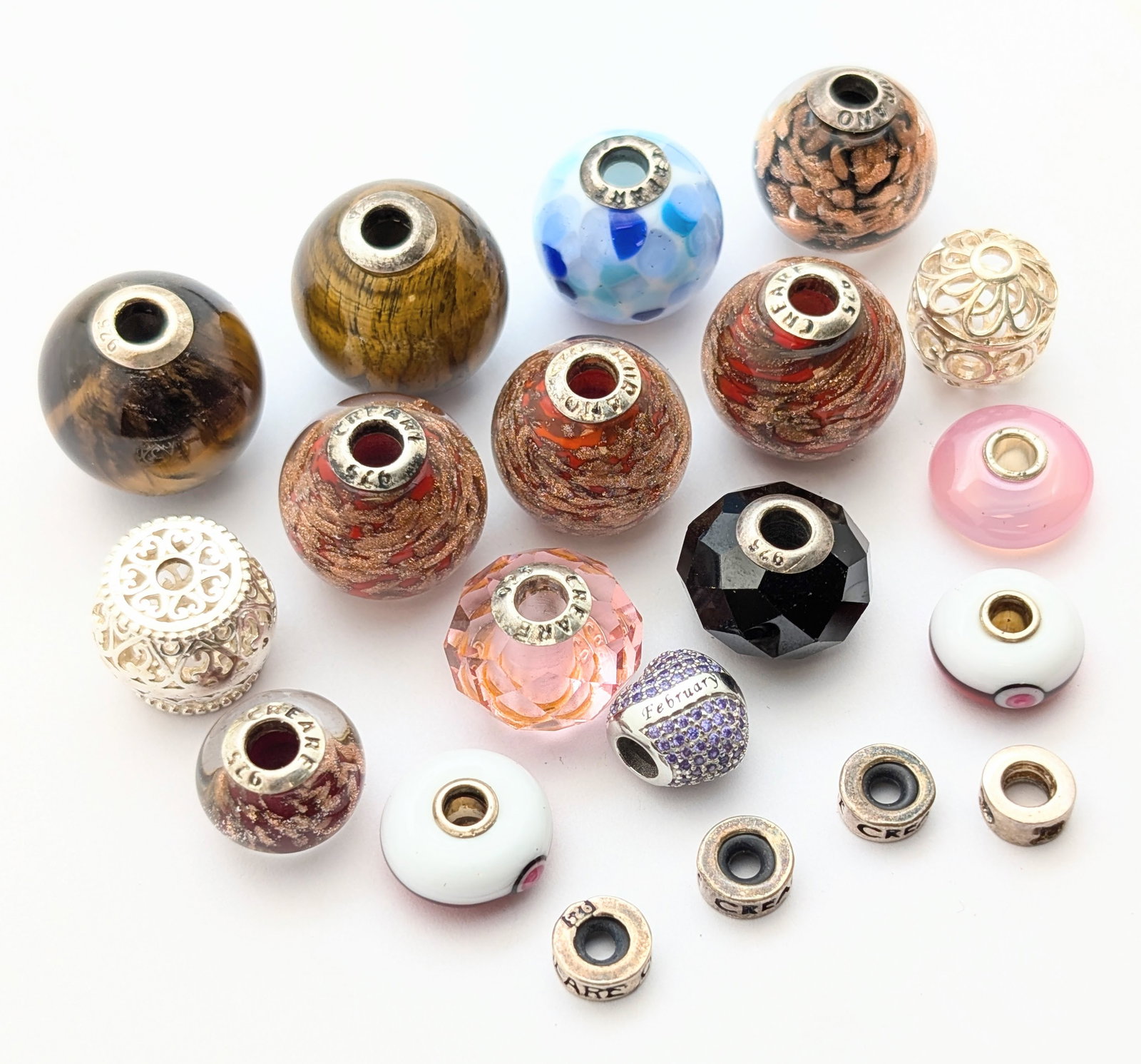 Lot of 20 Sterling Silver Pandora Charms - Some Murano Glass - 2
