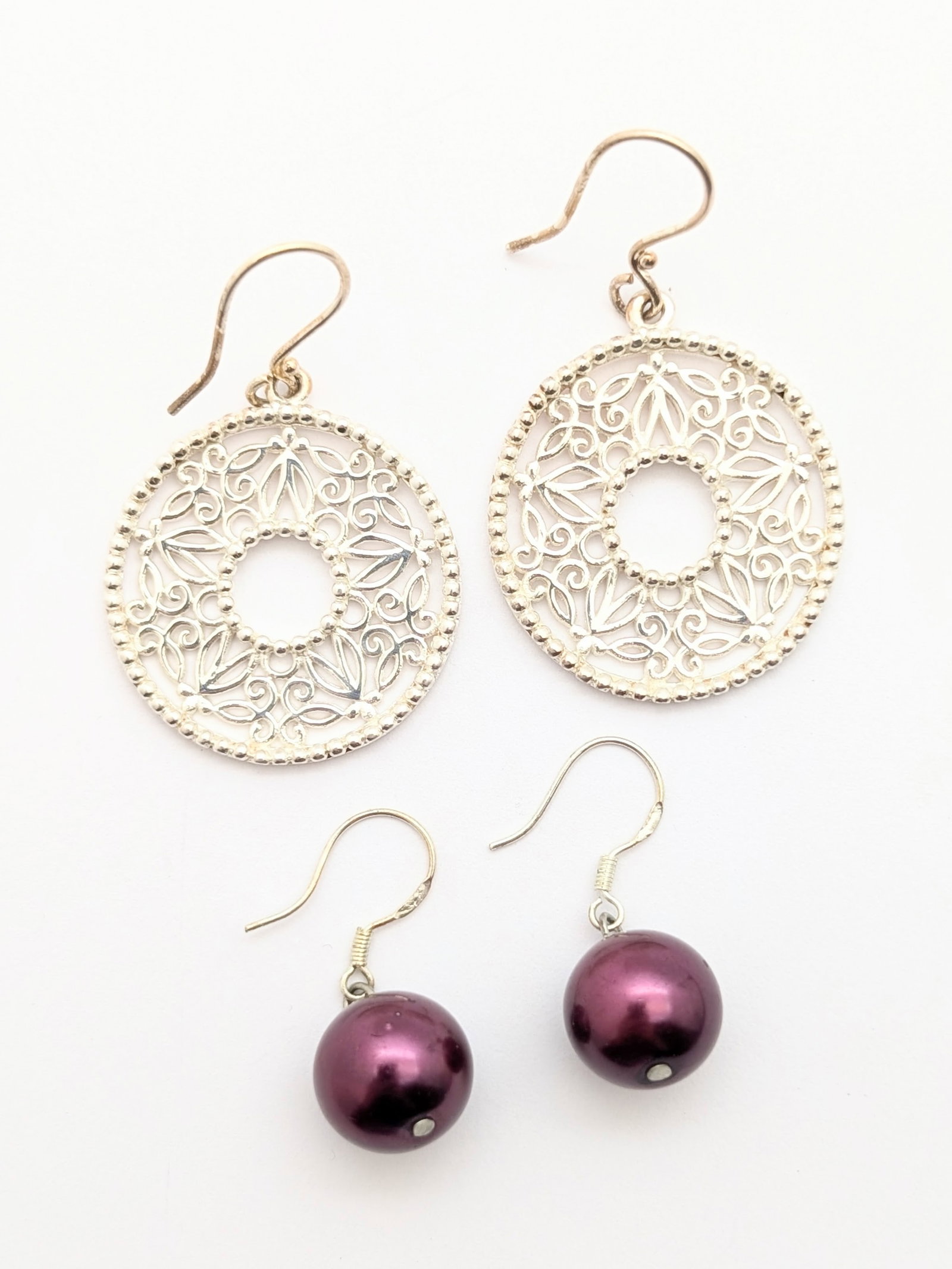 Lot of 2 Sterling Silver Dangling Earrings: Jewelry