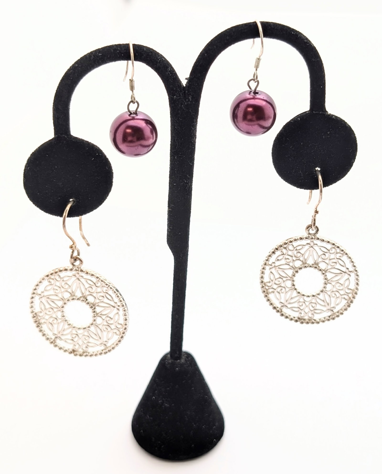 Lot of 2 Sterling Silver Dangling Earrings - 2